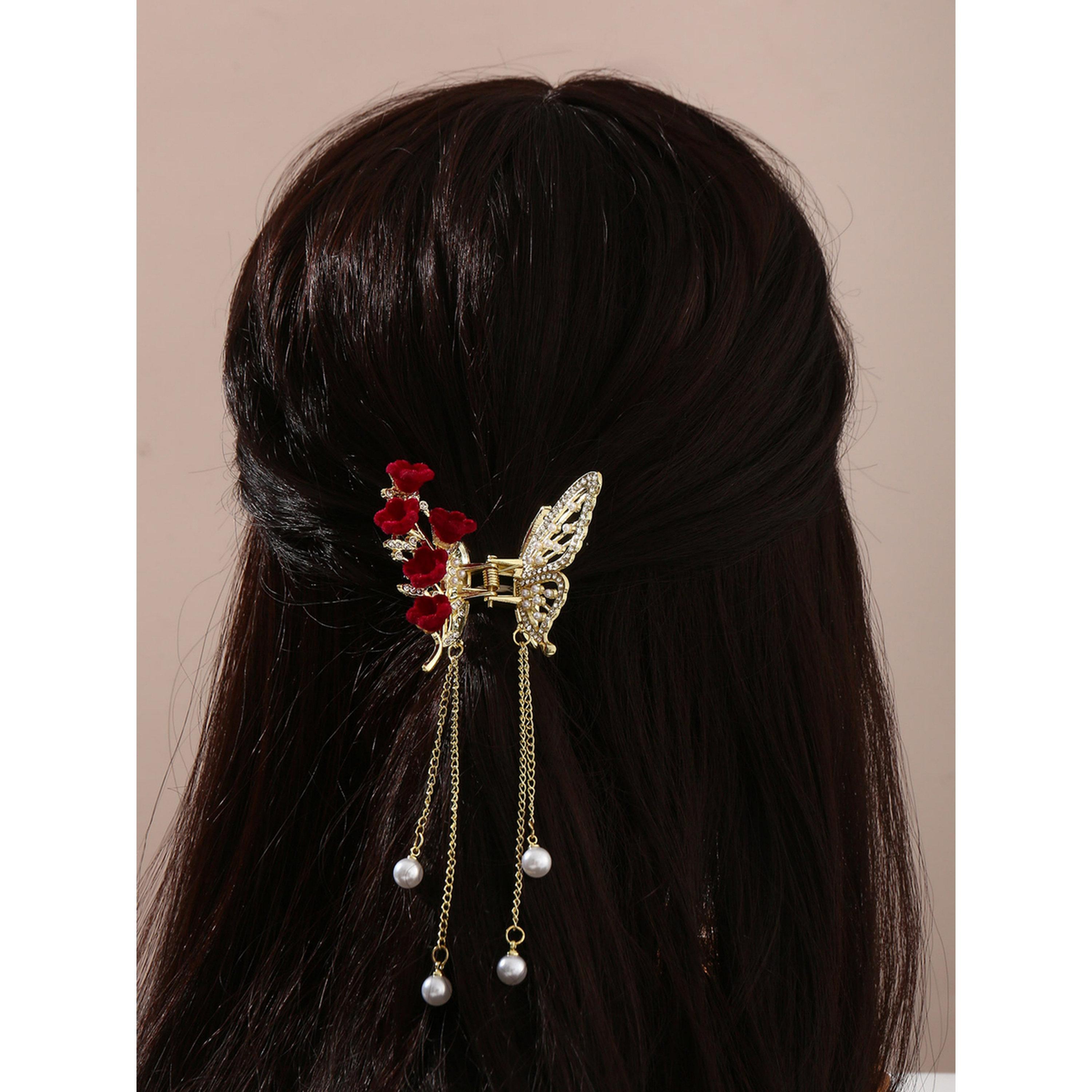 Take Two Pearl and Rhinestone Butterfly Hair Clip-women-hairaccessories-clips-image-3