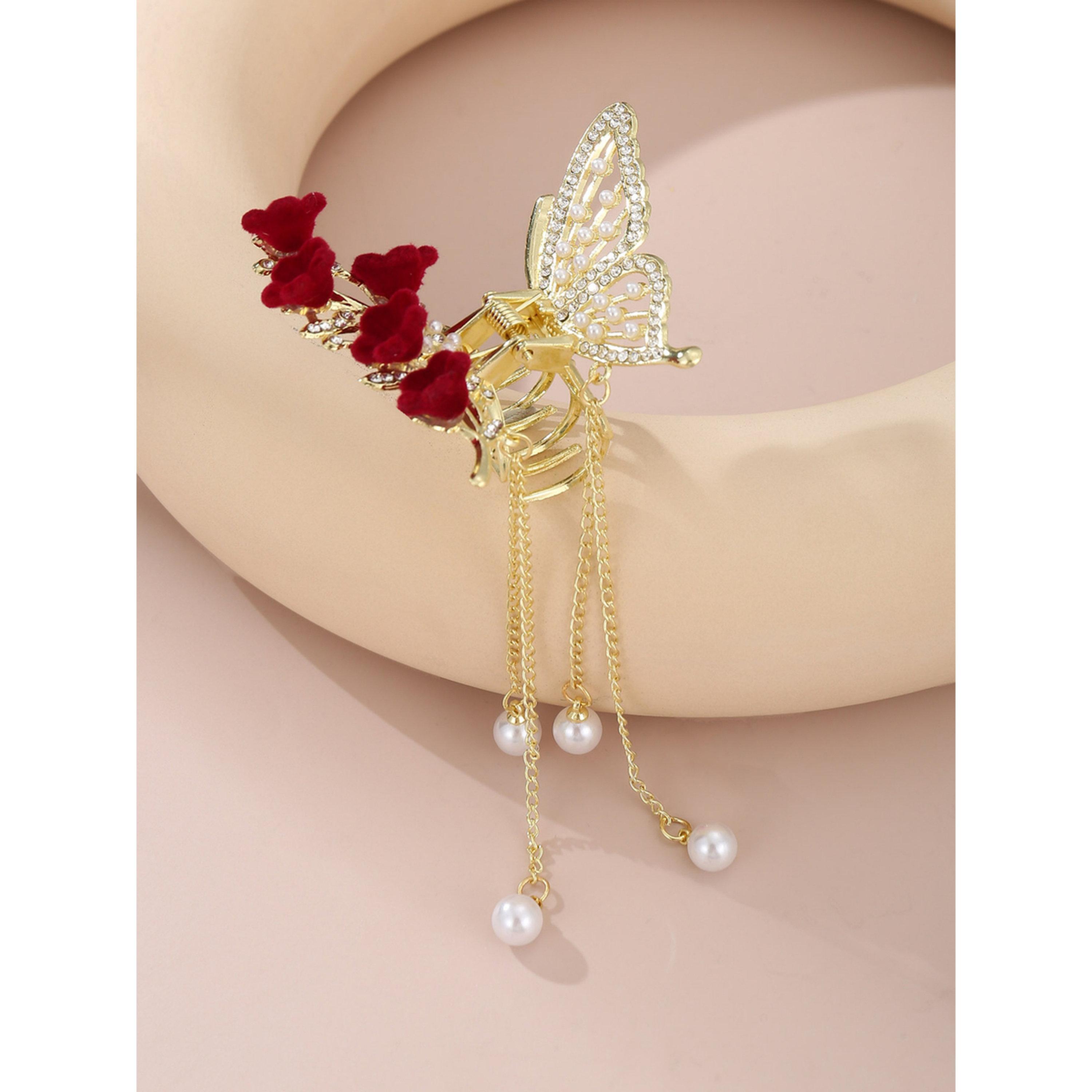 Take Two Pearl and Rhinestone Butterfly Hair Clip-women-hairaccessories-clips-image-5