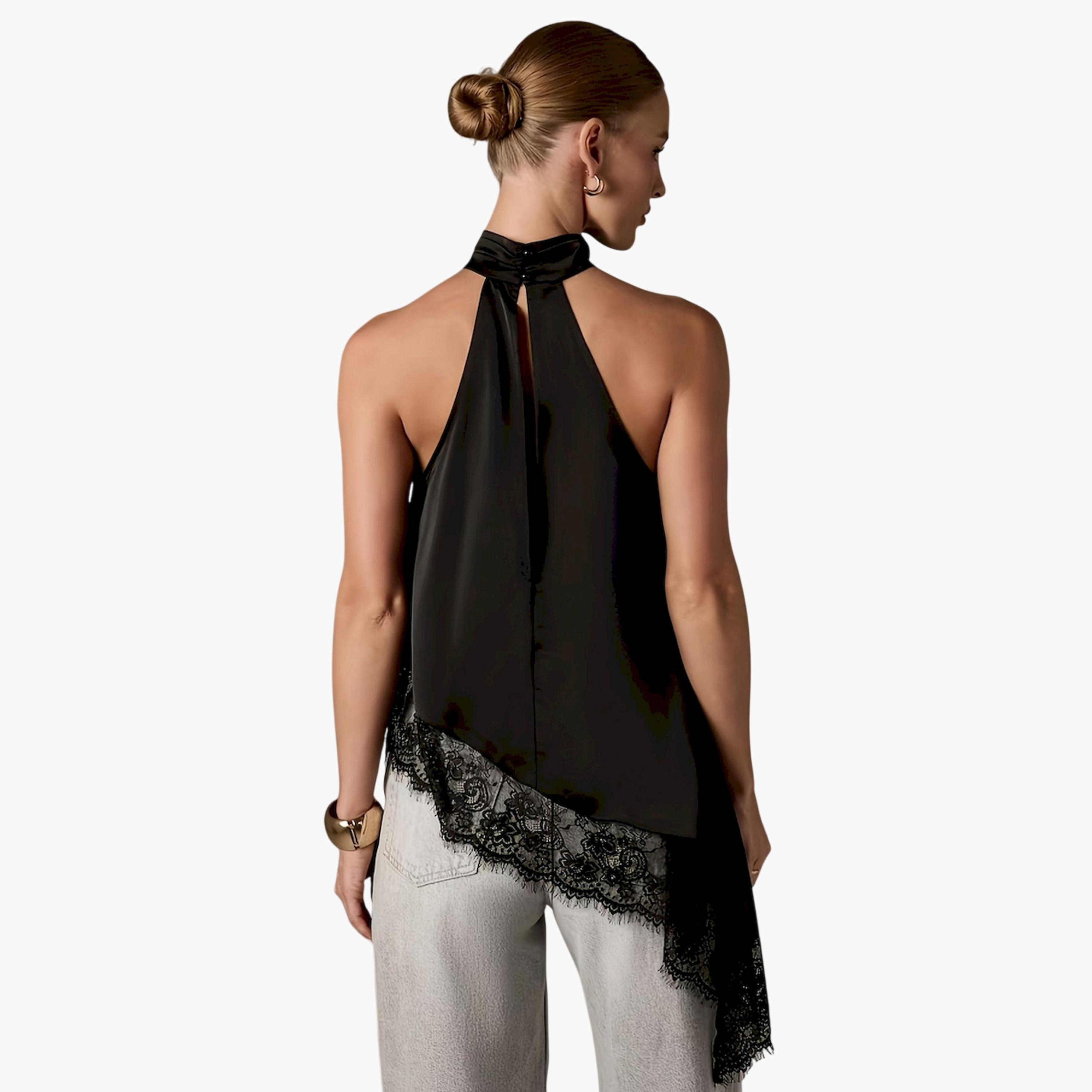 Take Two Black Brown Lace Trim Asymmetric Hem Top-women-clothing-shirtsandblouses-blouses-image-4