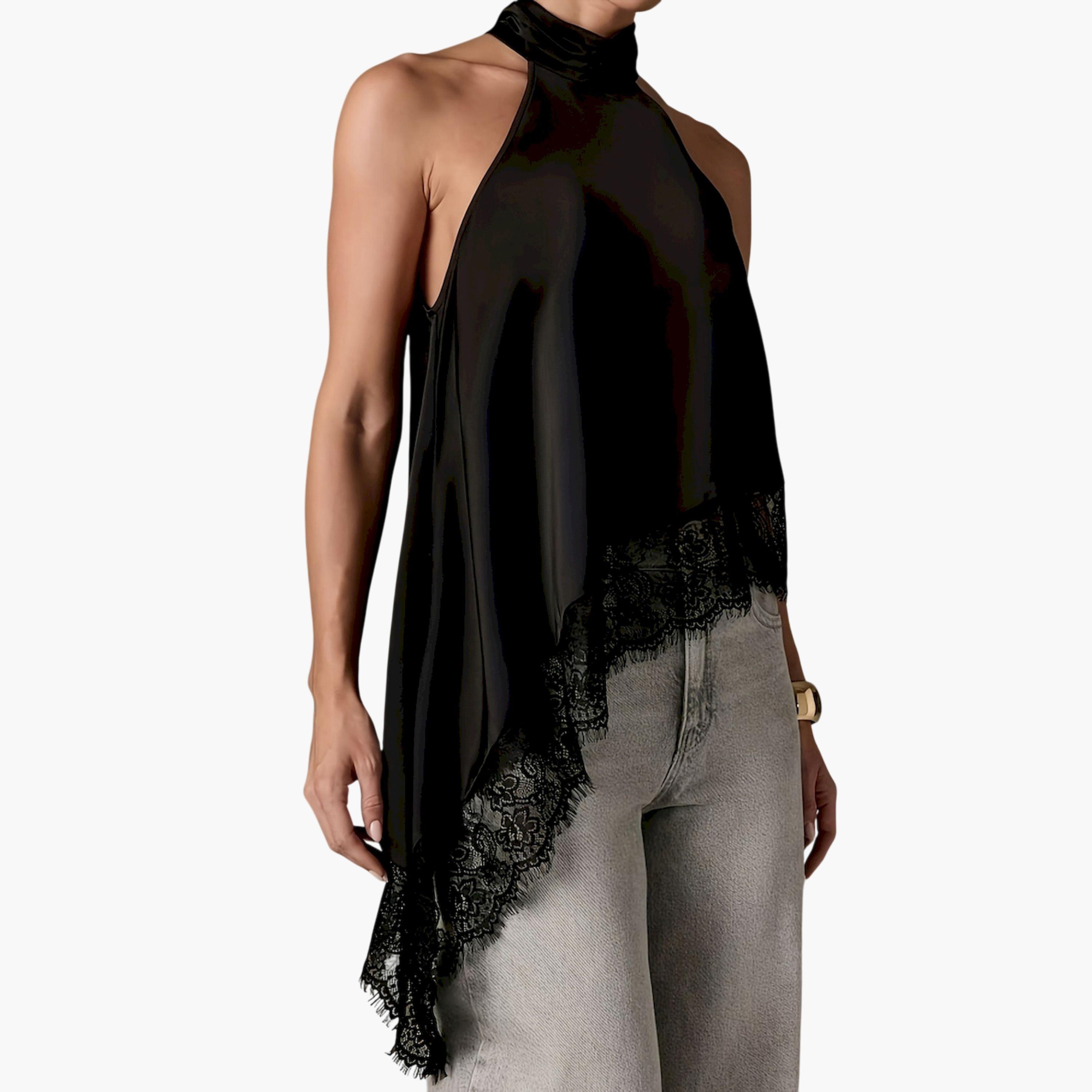 Take Two Black Brown Lace Trim Asymmetric Hem Top-women-clothing-shirtsandblouses-blouses-image-6