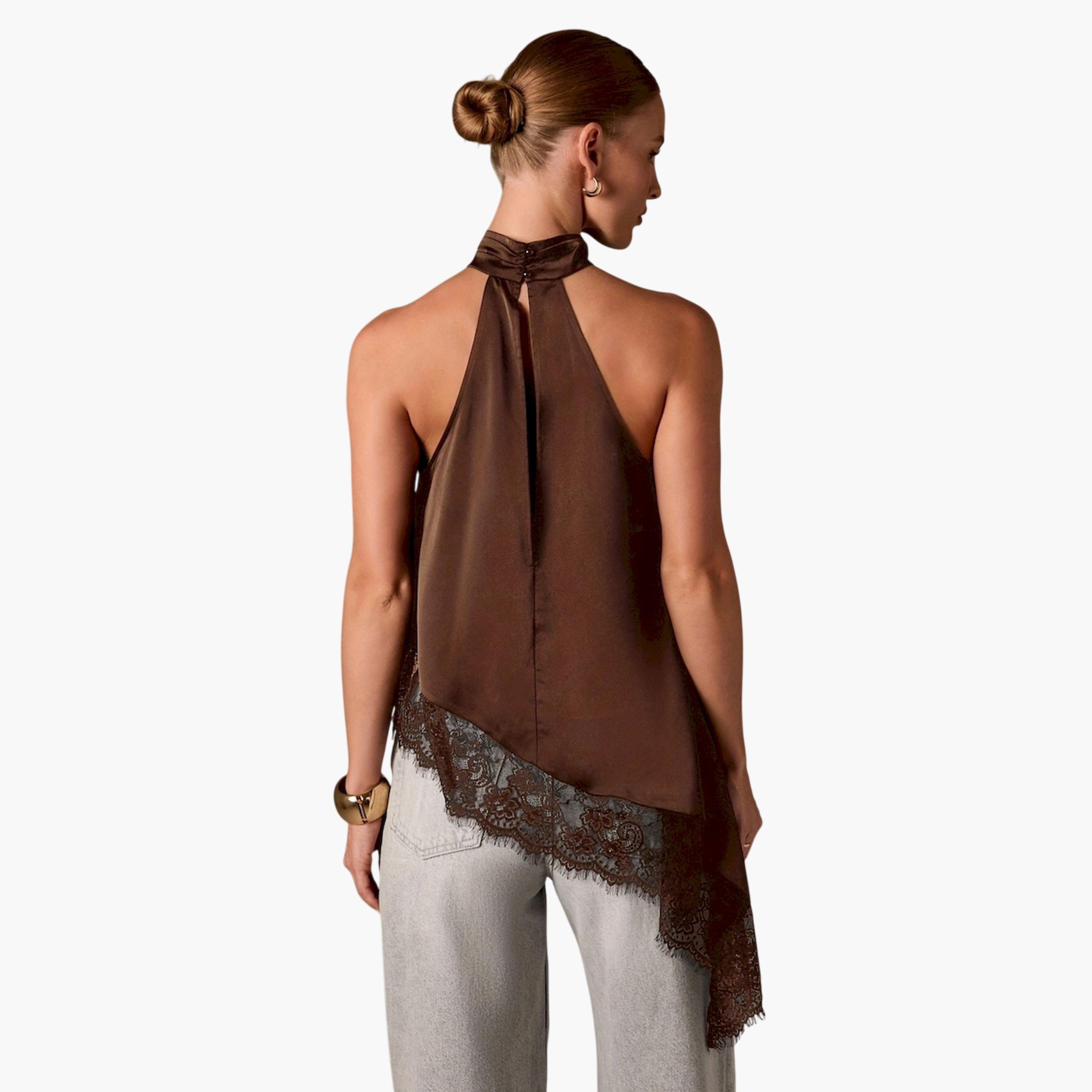 Take Two Brown Lace Trim Asymmetric Hem Top-women-clothing-shirtsandblouses-blouses-image-3