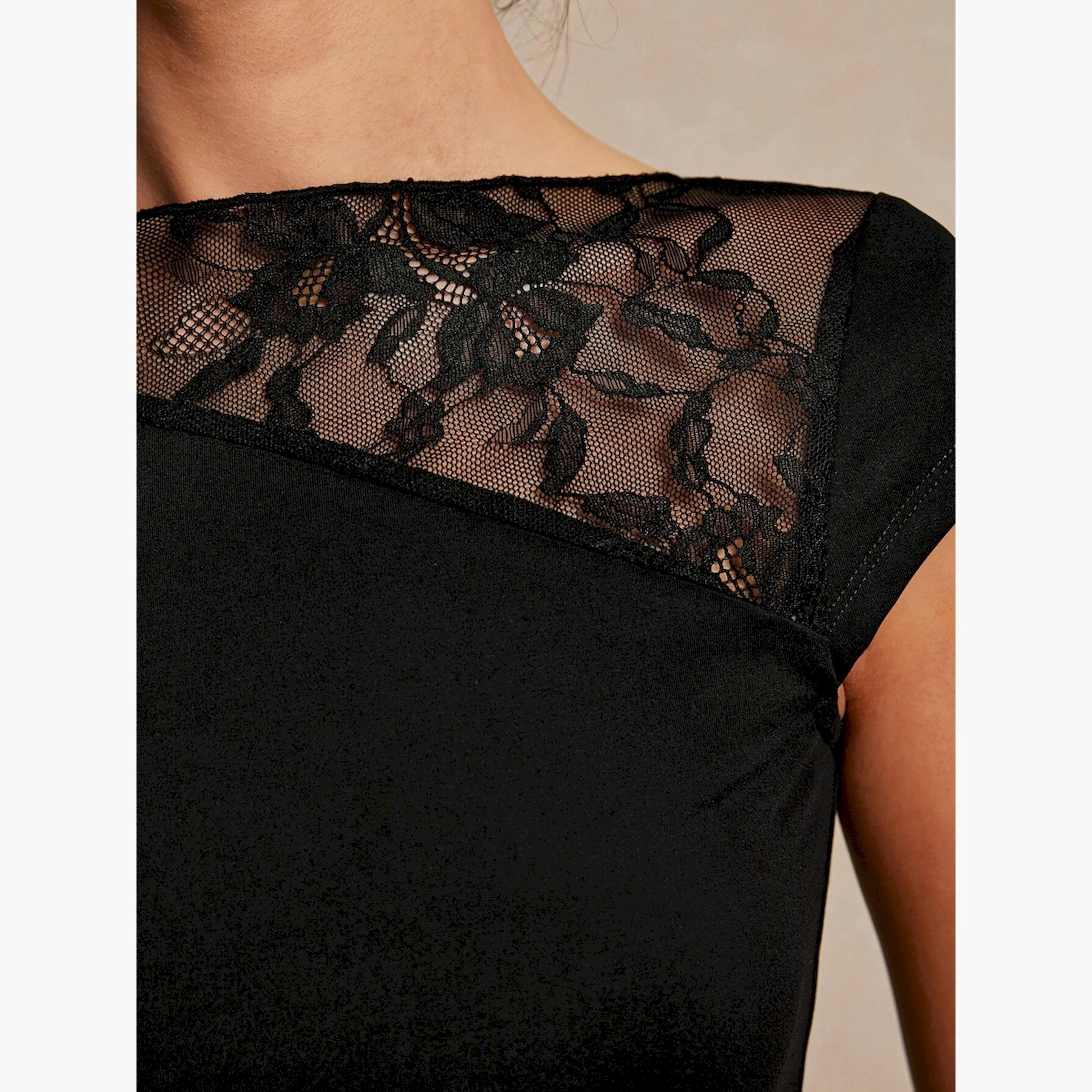 Take Two Black Solid Lace Insert Short Sleeve Top-women-clothing-shirtsandblouses-blouses-image-5