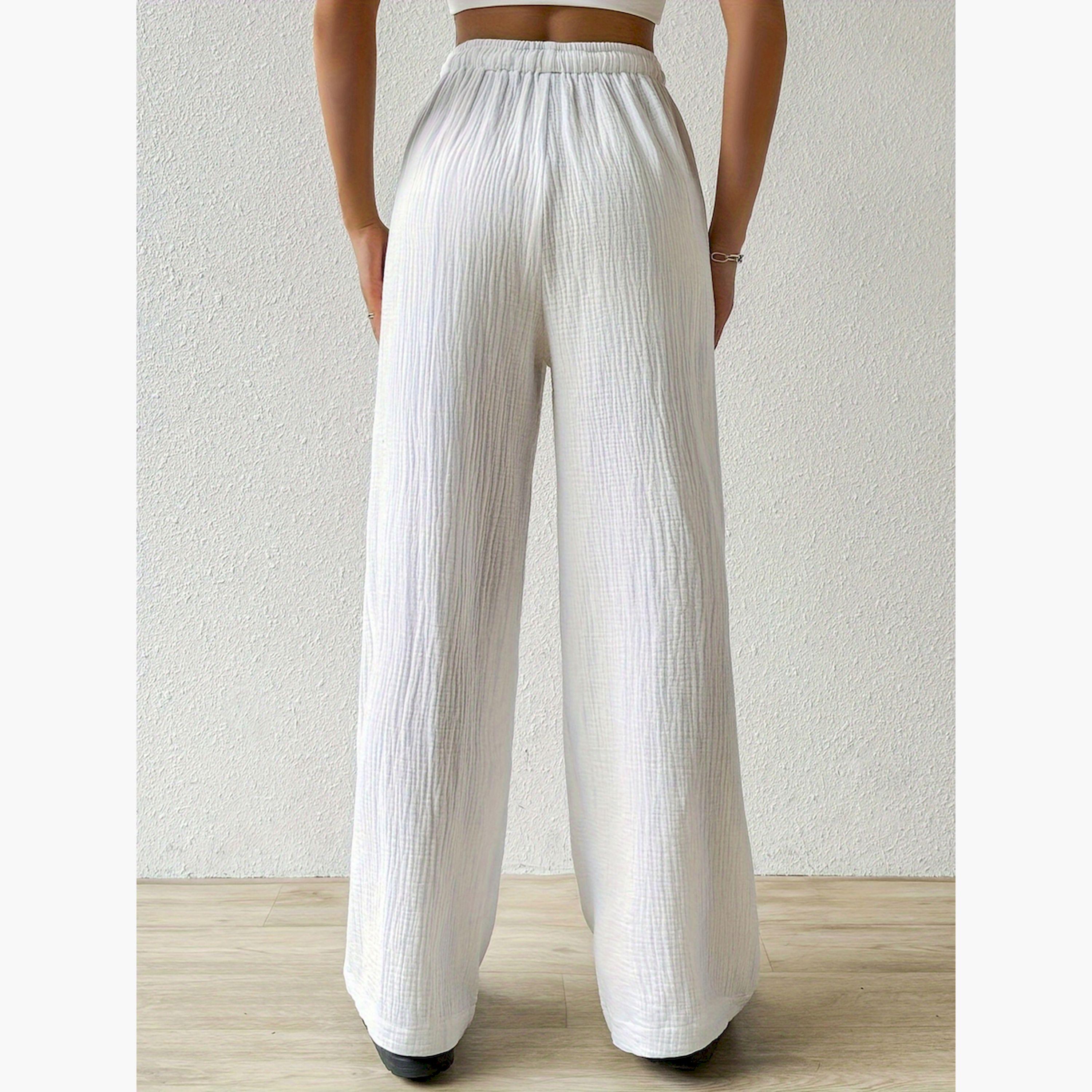 Take Two White Textured Straight Leg Pants-women-clothing-bottoms-joggers-image-2