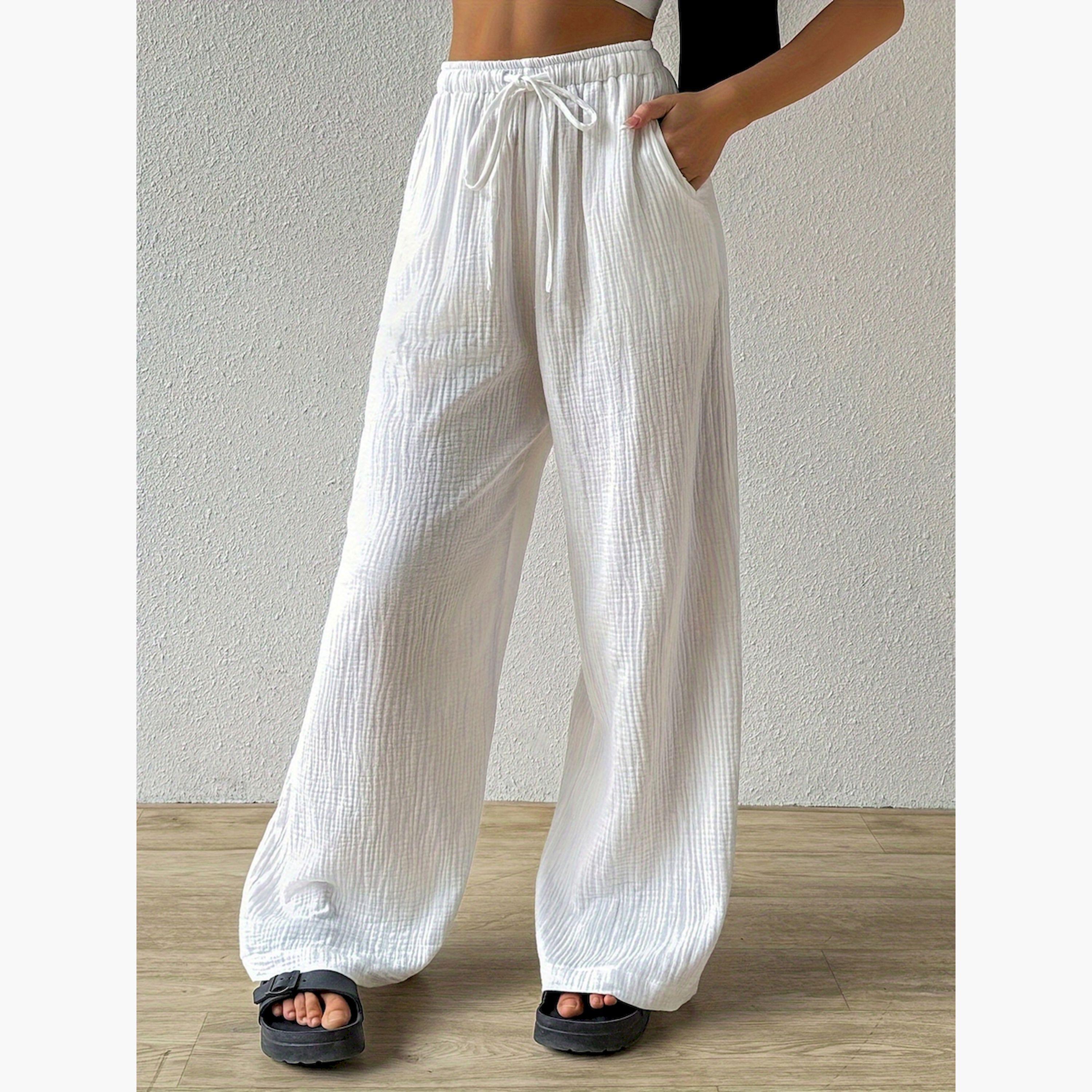 بنطال بارز الملمس بأرجل مستقيمة-women-clothing-bottoms-joggers-image-3