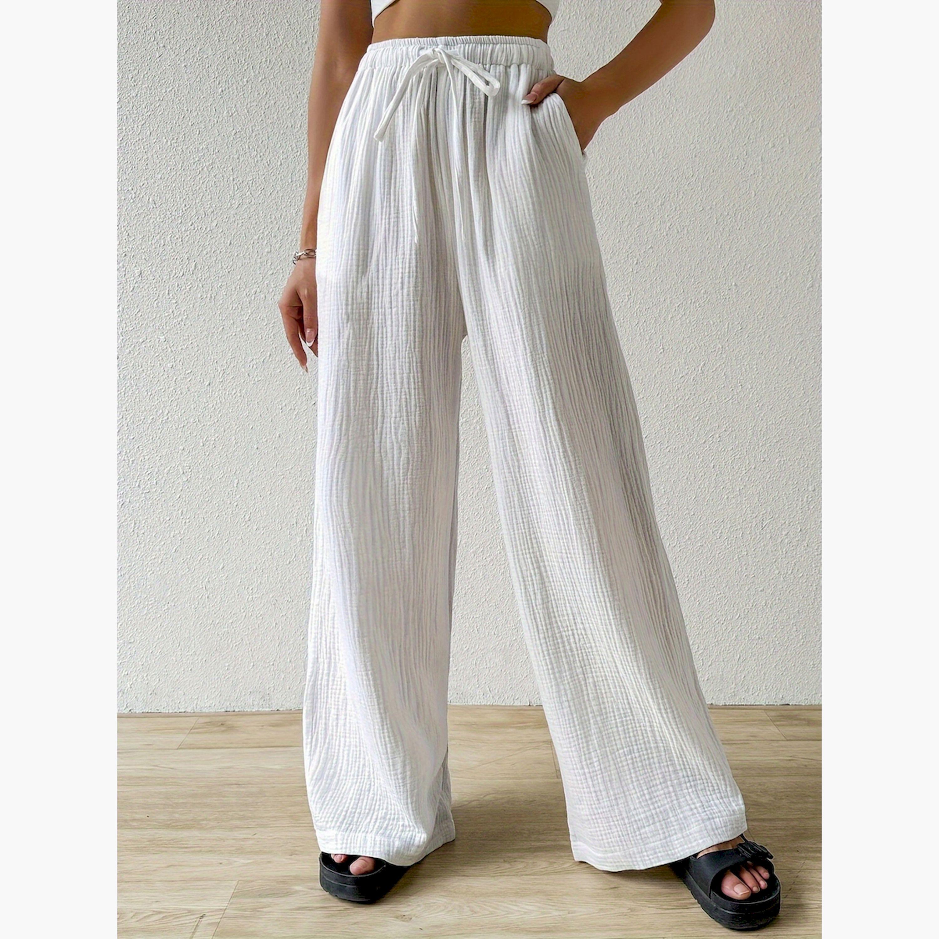 بنطال بارز الملمس بأرجل مستقيمة-women-clothing-bottoms-joggers-image-4