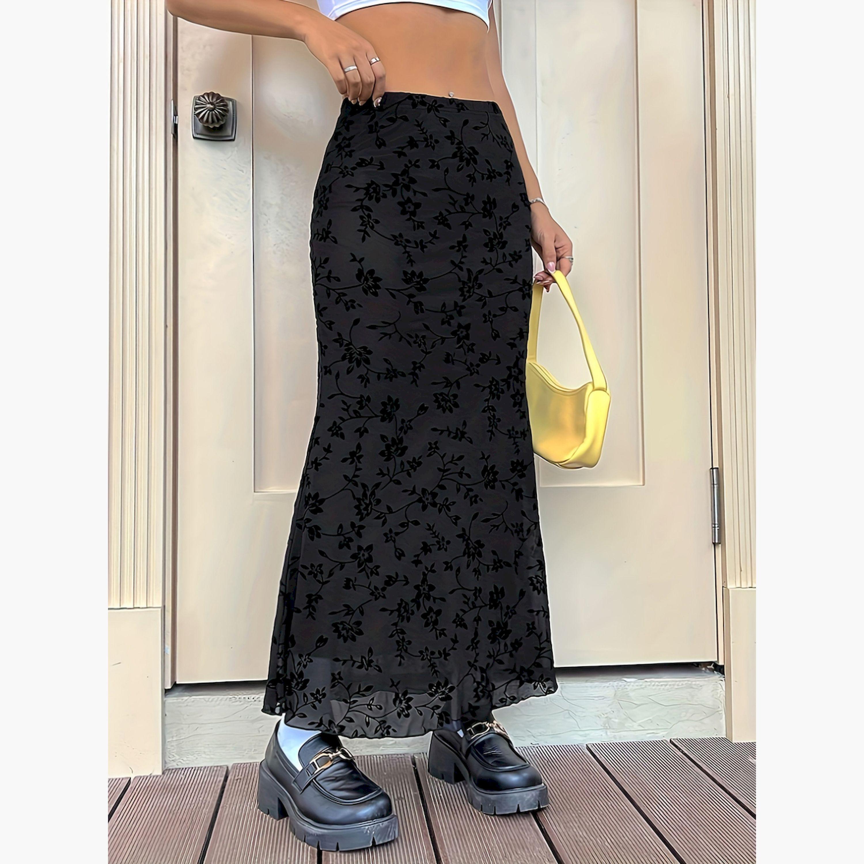 تنورة طويلة ضيقة بطبعة زهور-women-clothing-skirts-image-3