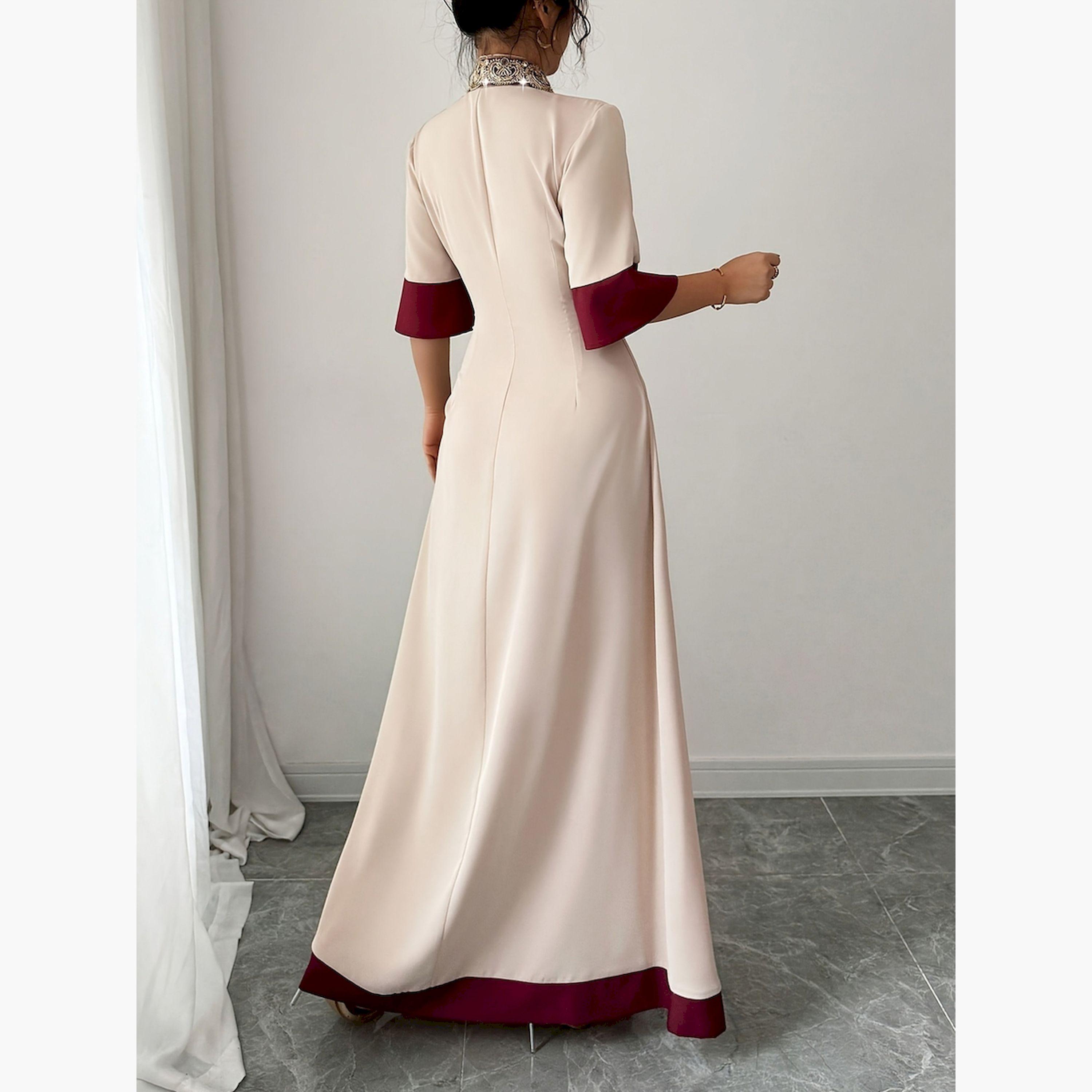 فستان طويل بحافة واسعة وحواف متباينة وتفاصيل مزينة-women-clothing-dresses-image-3