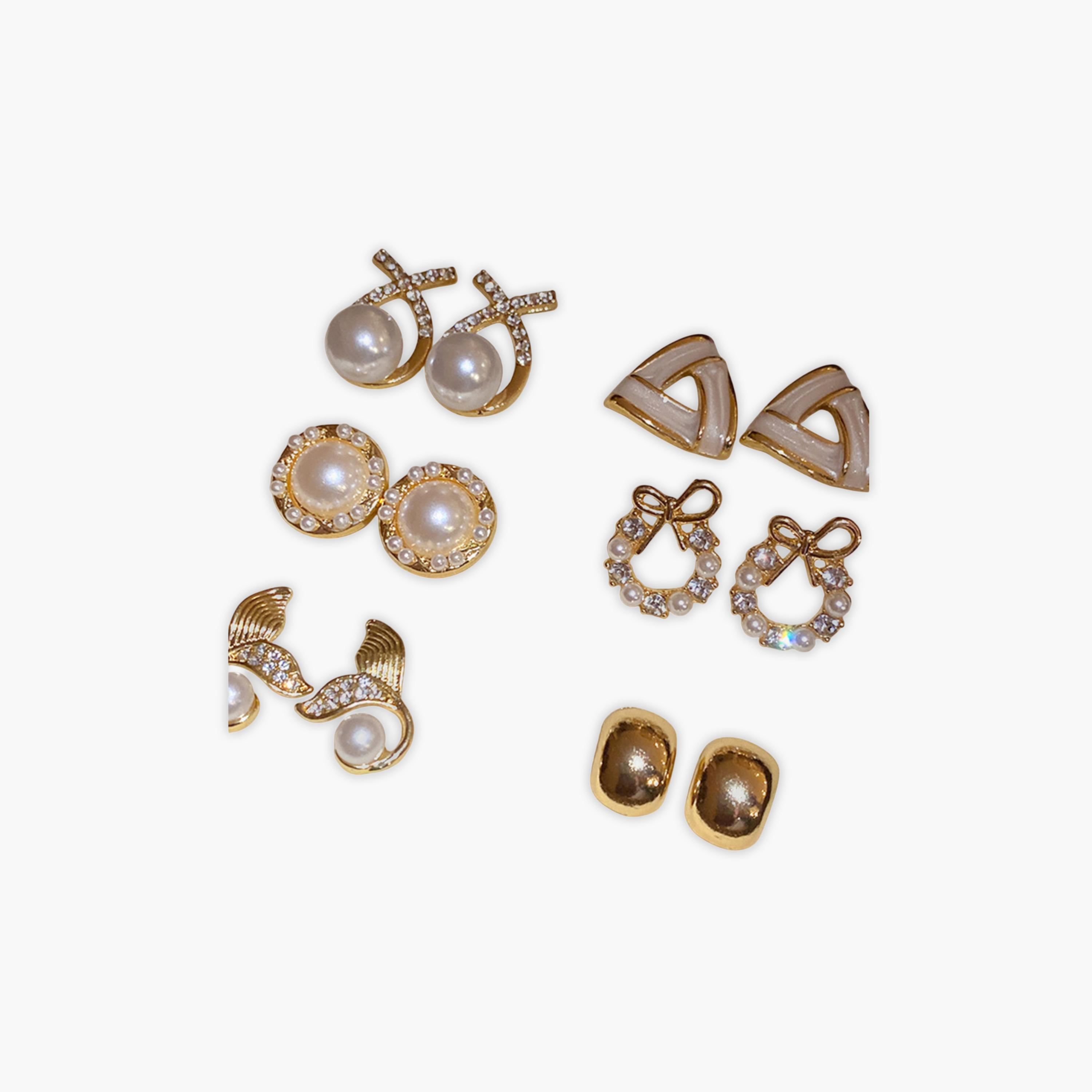 Take Two Set of 6 - Faux Pearl Embellished Earrings-women-watchesandjewellery-jewellery-earrings-image-5