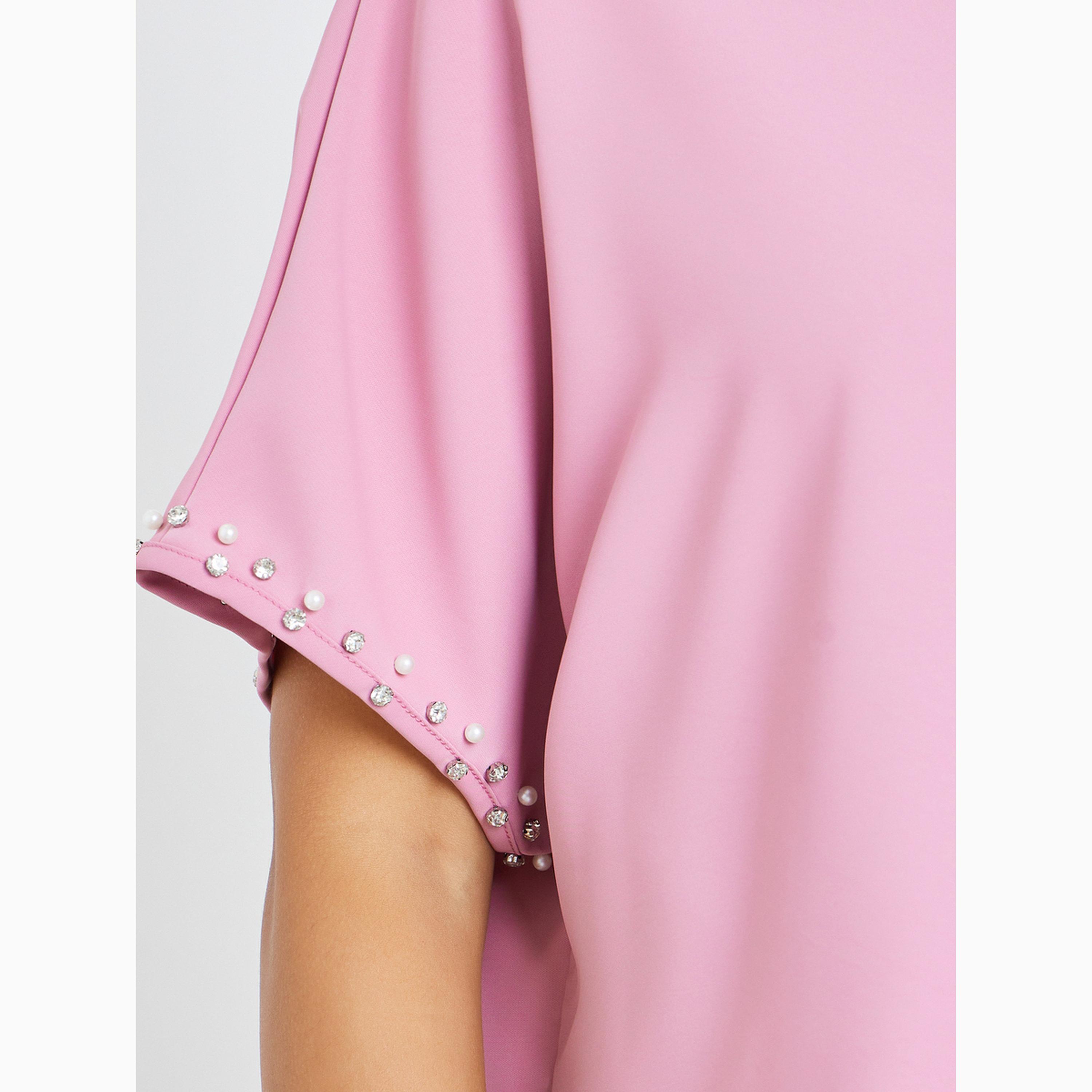 Styli Pink Embellished Short Sleeve Top and Maxi Skirt Co-Ords-women-clothing-coordsets-image-3