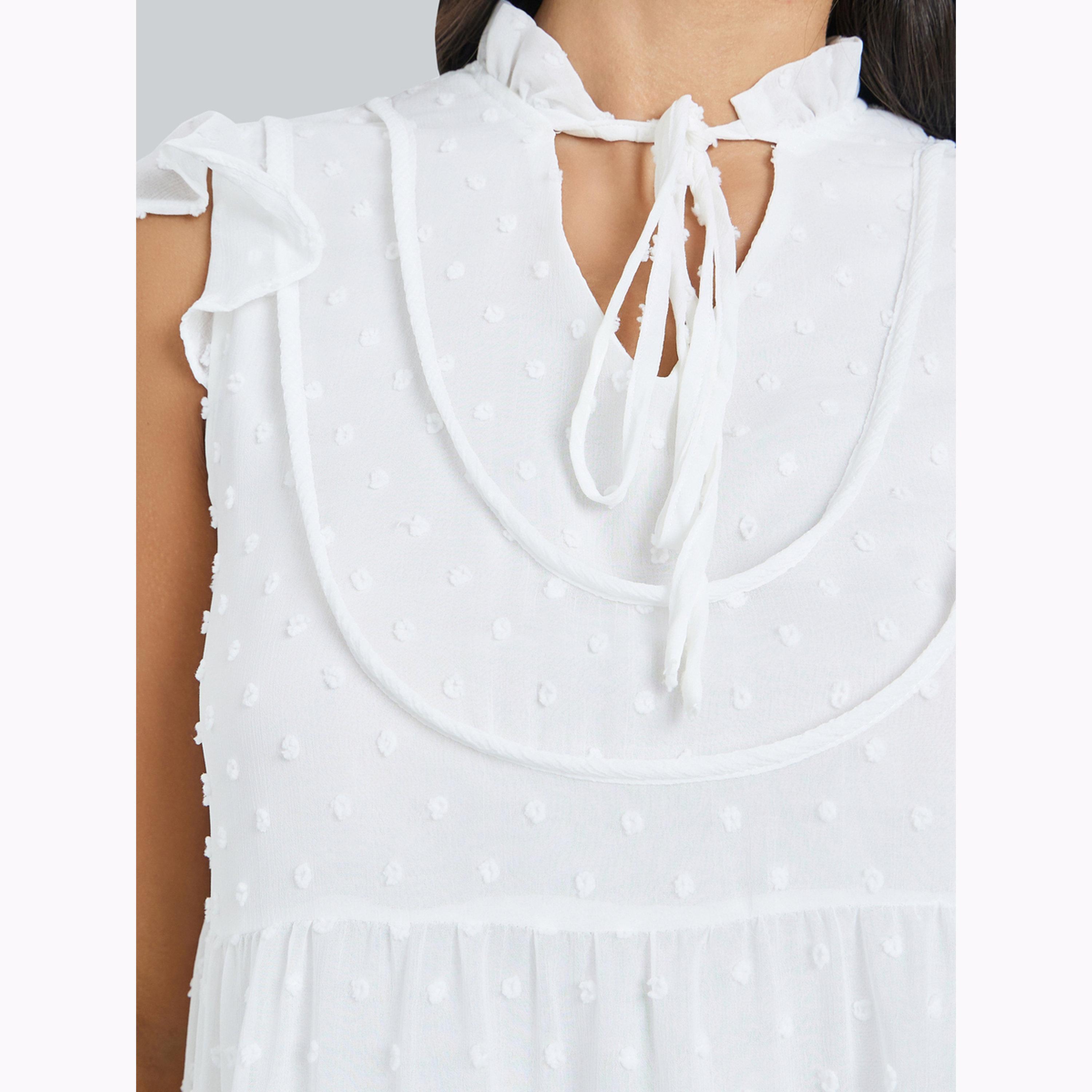 بلوزة بياقة برباط ونمط دوبي-women-clothing-shirtsandblouses-blouses-image-5