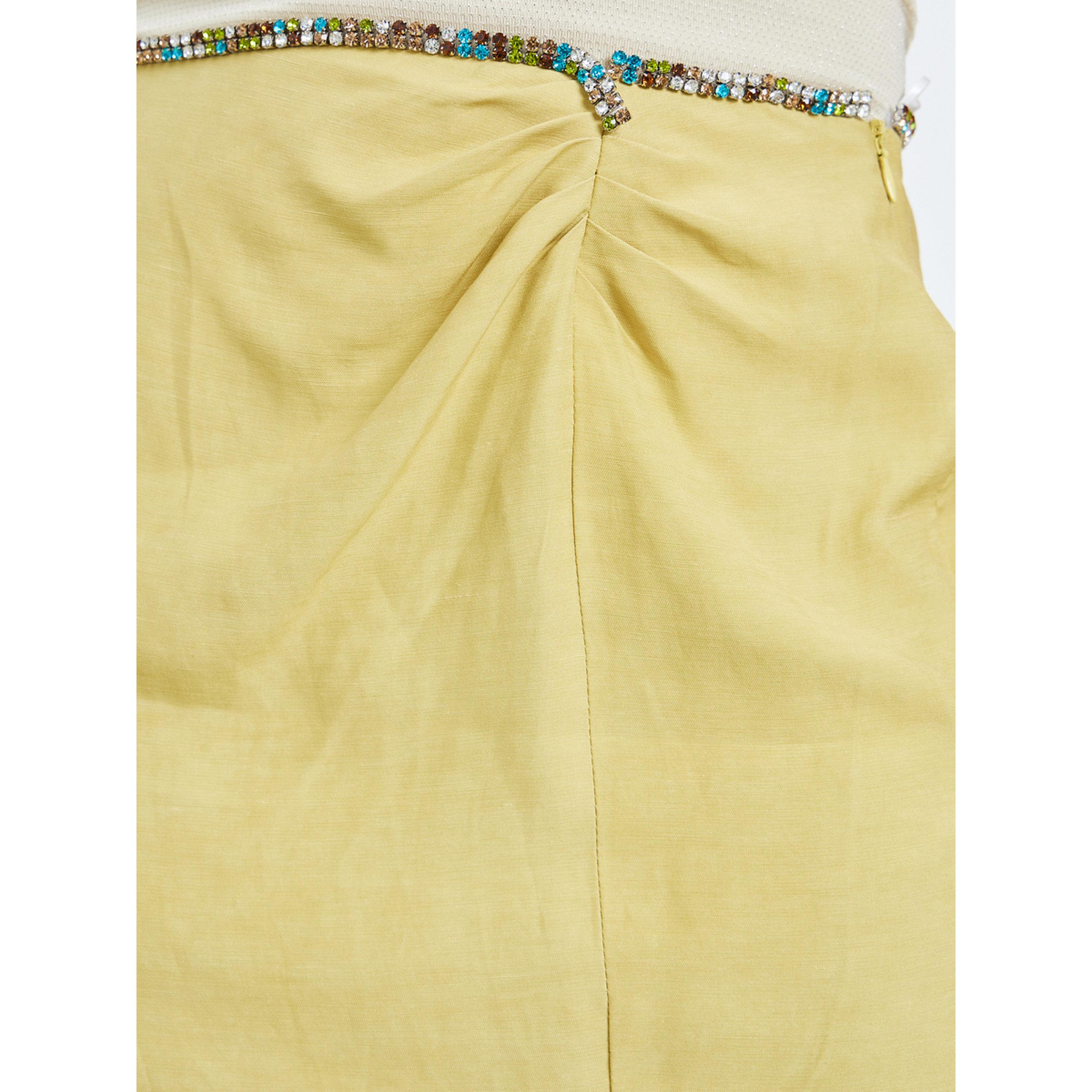 Styli Khaki Embellished Waistband Pencil Midi Skirt-women-clothing-bottoms-skirts-image-3
