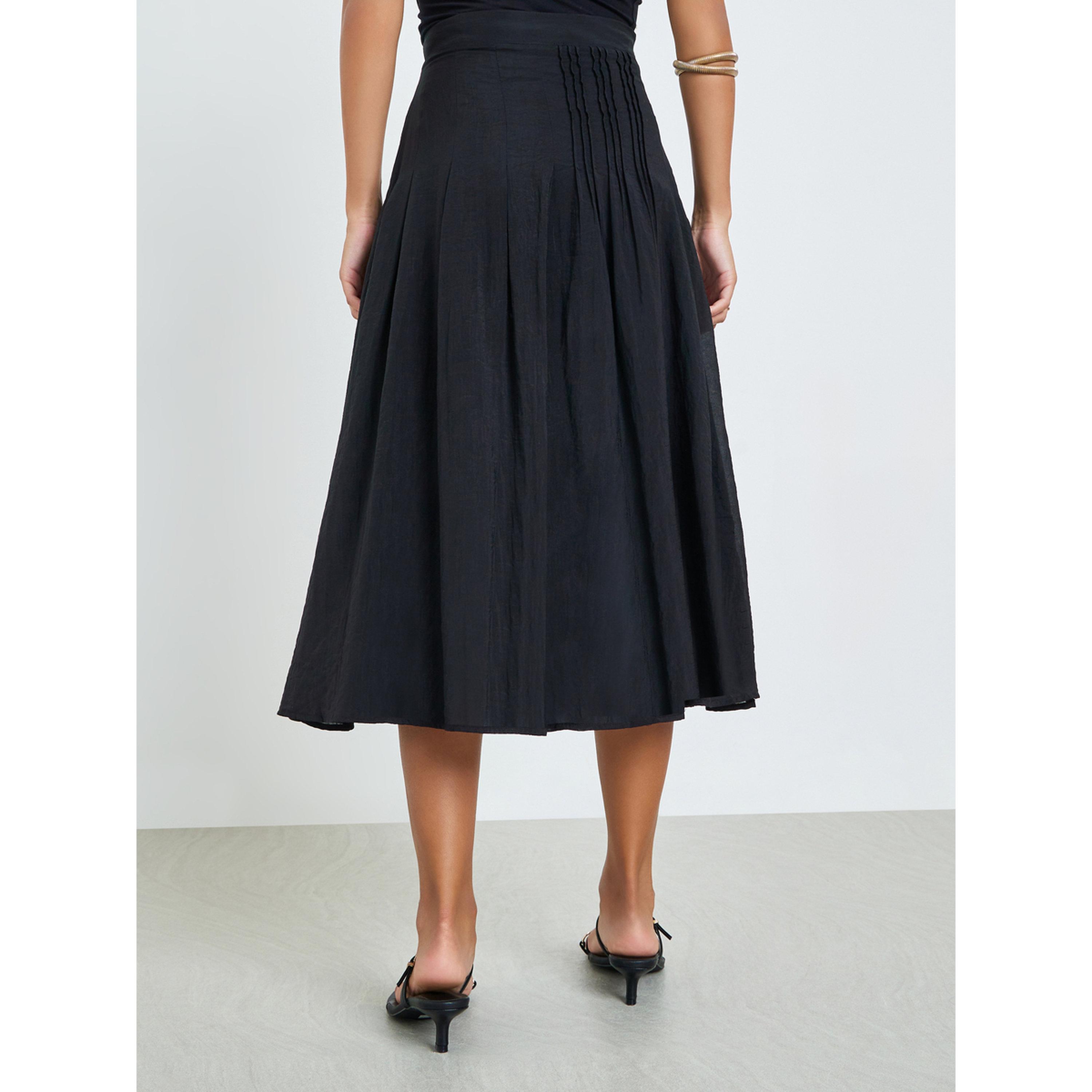 تنورة ميدي بحافة واسعة وتفاصيل طيات-women-clothing-bottoms-skirts-image-4
