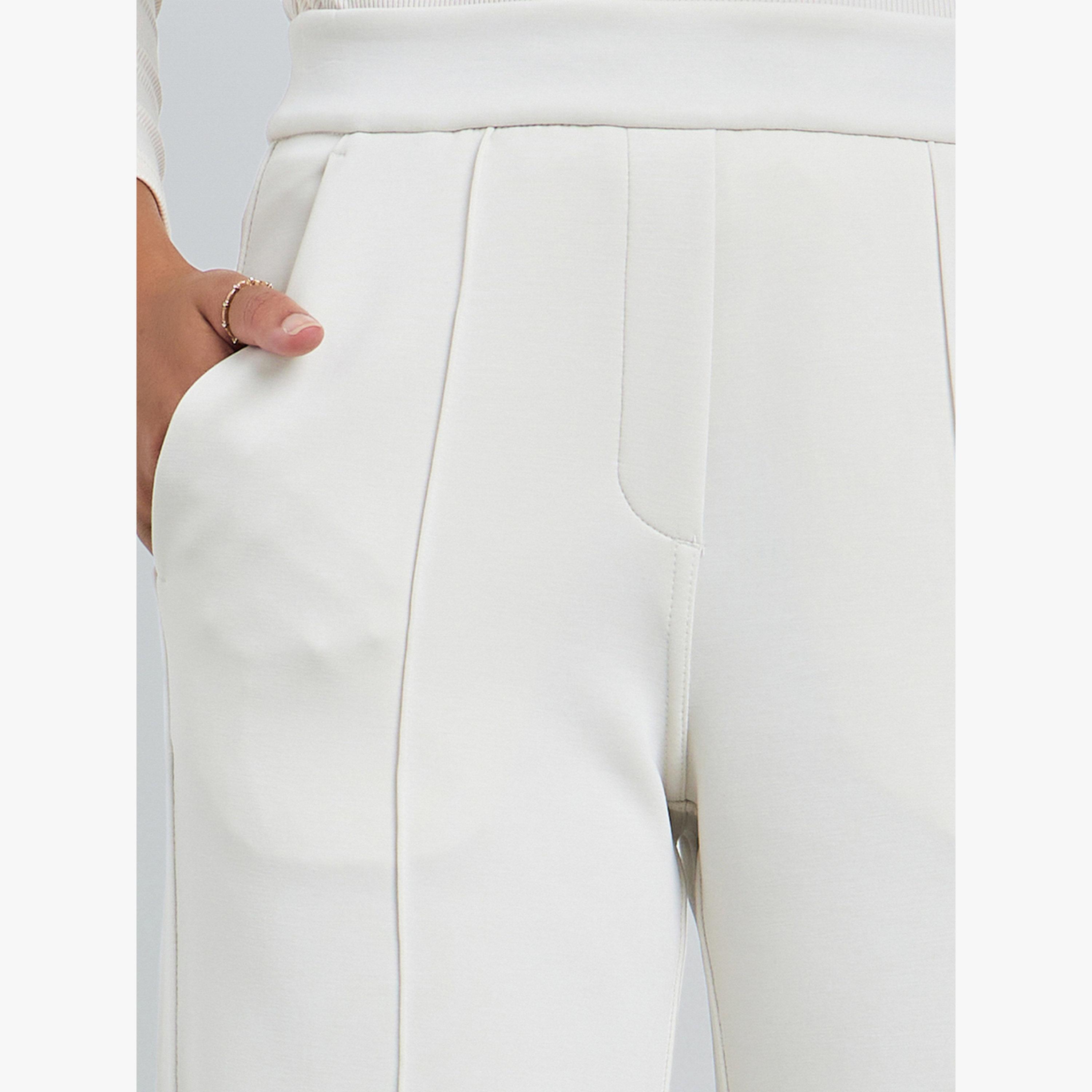 جوغر بأرجل واسعة من نسيج محبوك لون أوف وايت-women-clothing-bottoms-joggers-image-3