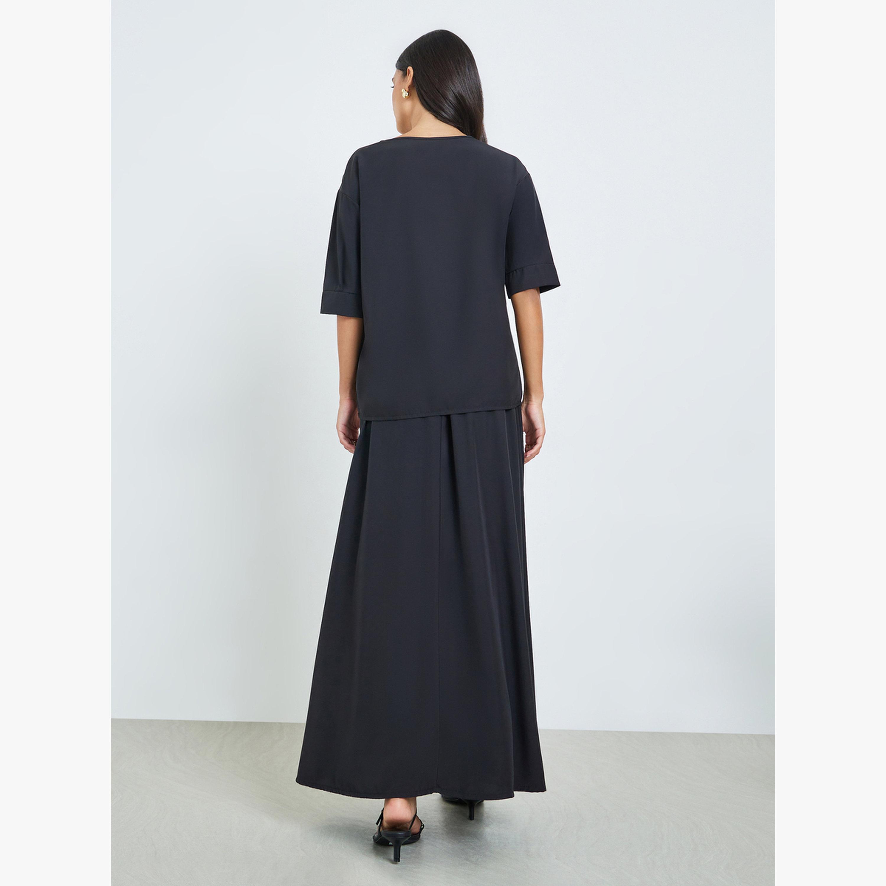 Styli Black Solid Top and Maxi Skirt Co-ords-women-clothing-coordsets-image-4