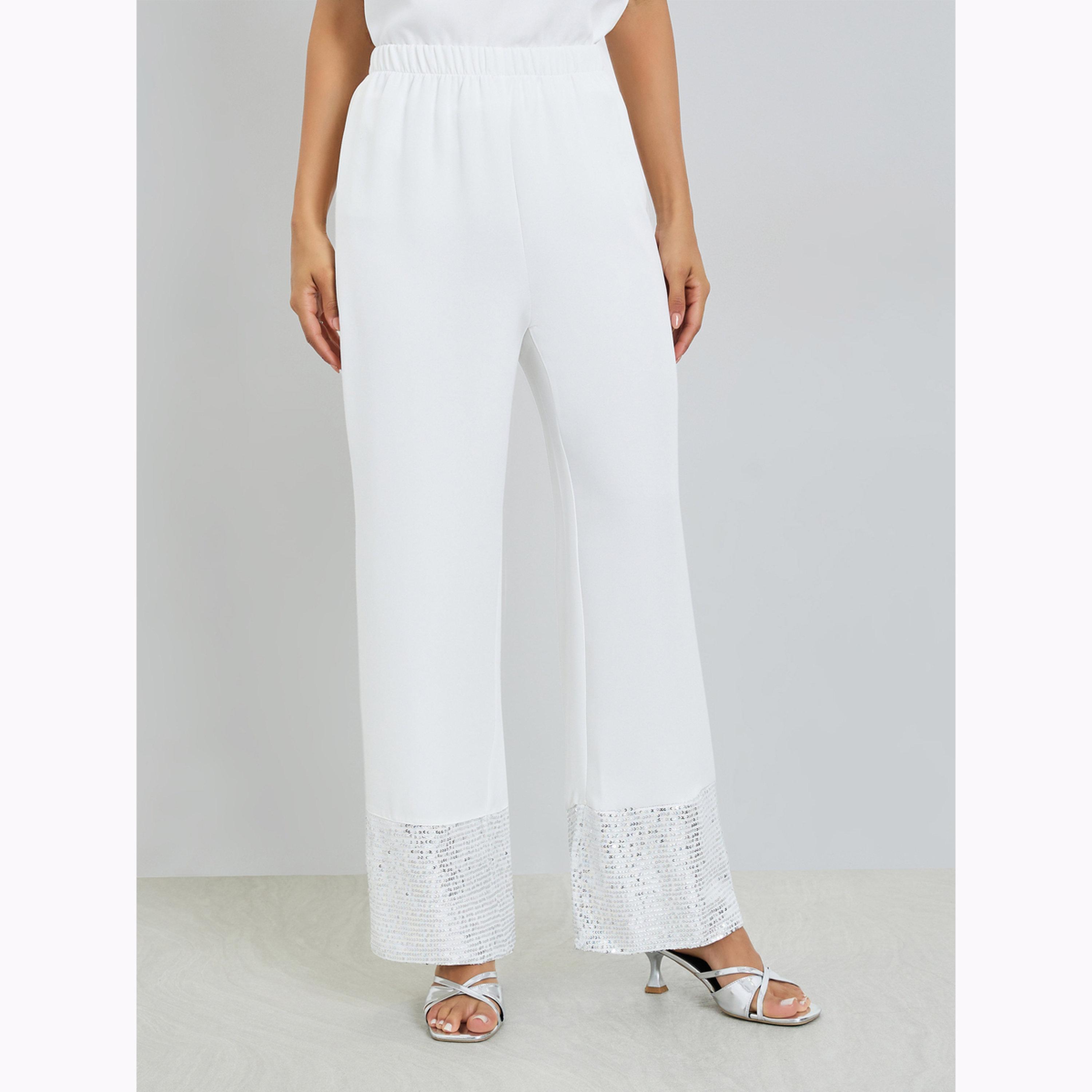 طقم منسق من بنطال بأرجل واسعة وبلوزة بلا أكمام بالترتر-women-clothing-coordsets-image-5