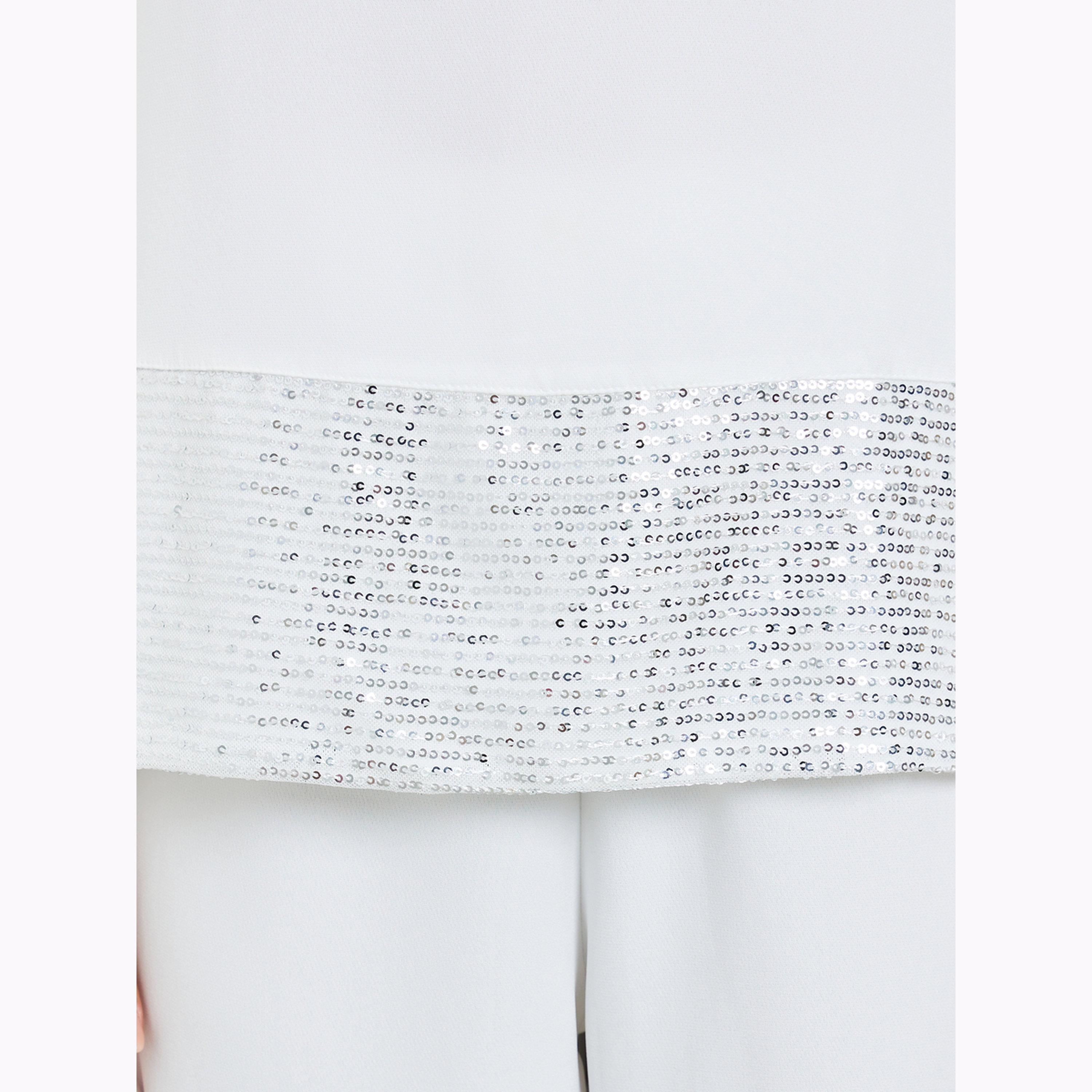 Styli White Sequin Sleeveless Top and Wide Leg Pants Co-Ords-women-clothing-coordsets-image-6