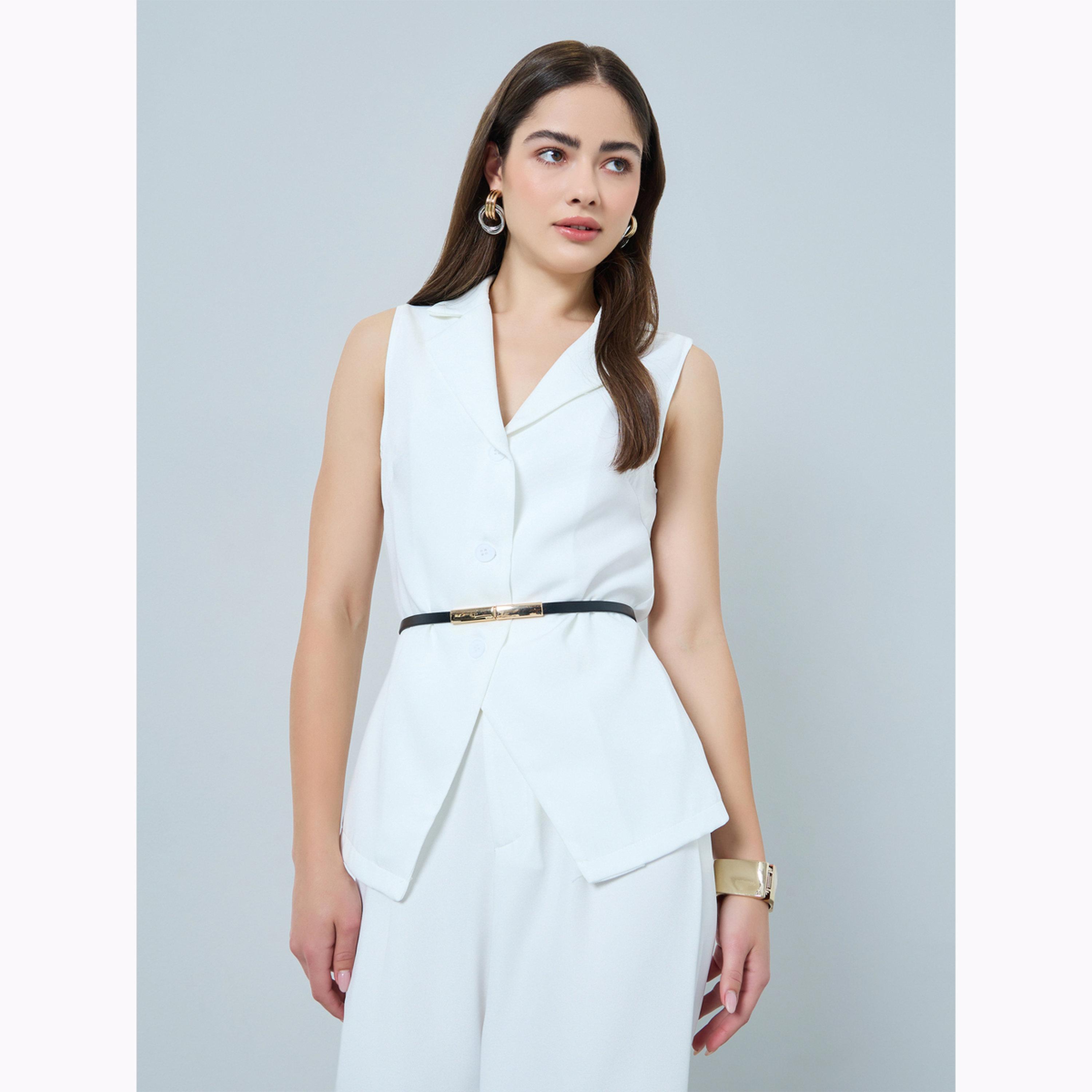 طقم منسق من بنطال بأرجل واسعة وفيست بحزام-women-clothing-coordsets-image-2