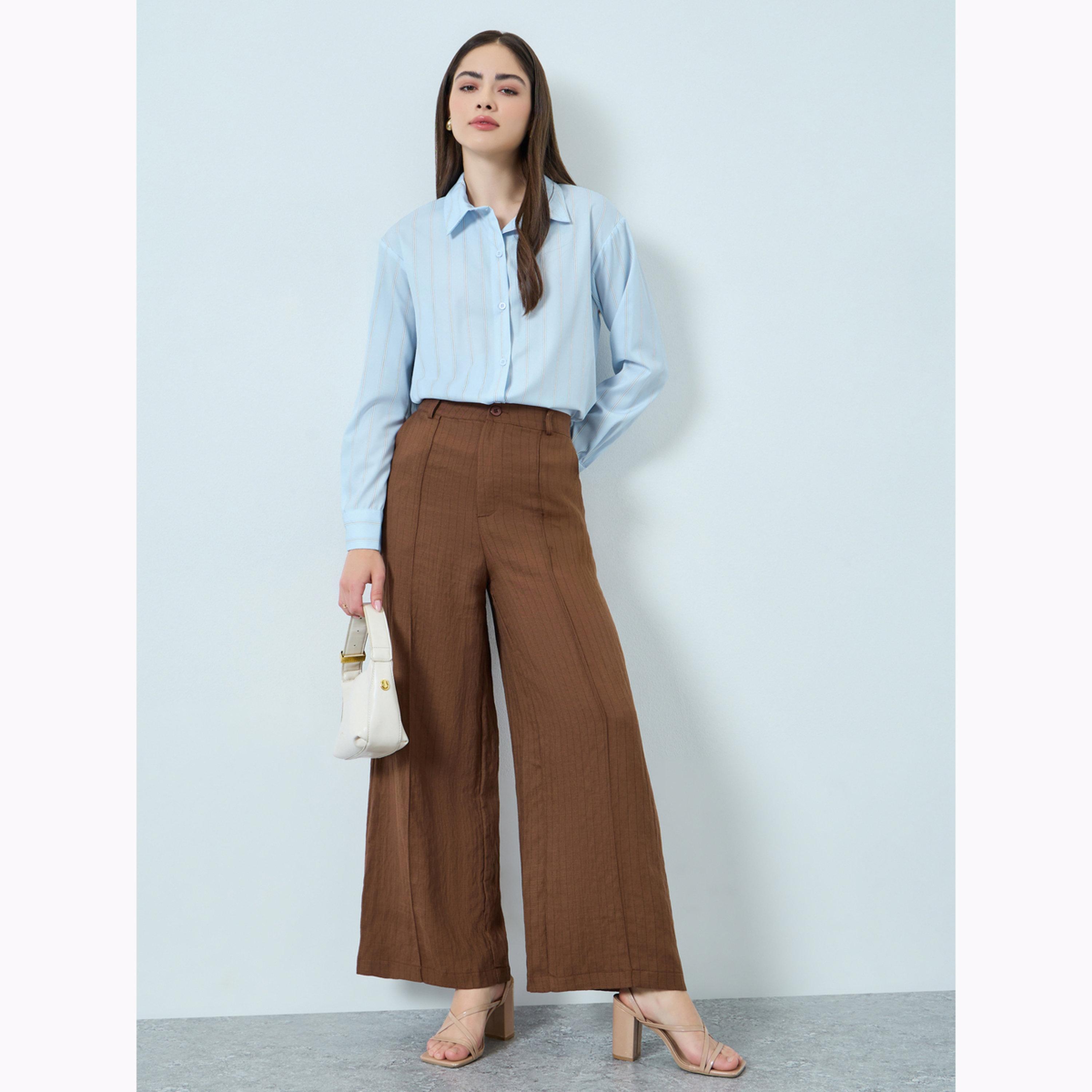 Styli Blue Striped Oversized Shirt-women-clothing-shirtsandblouses-shirts-image-2