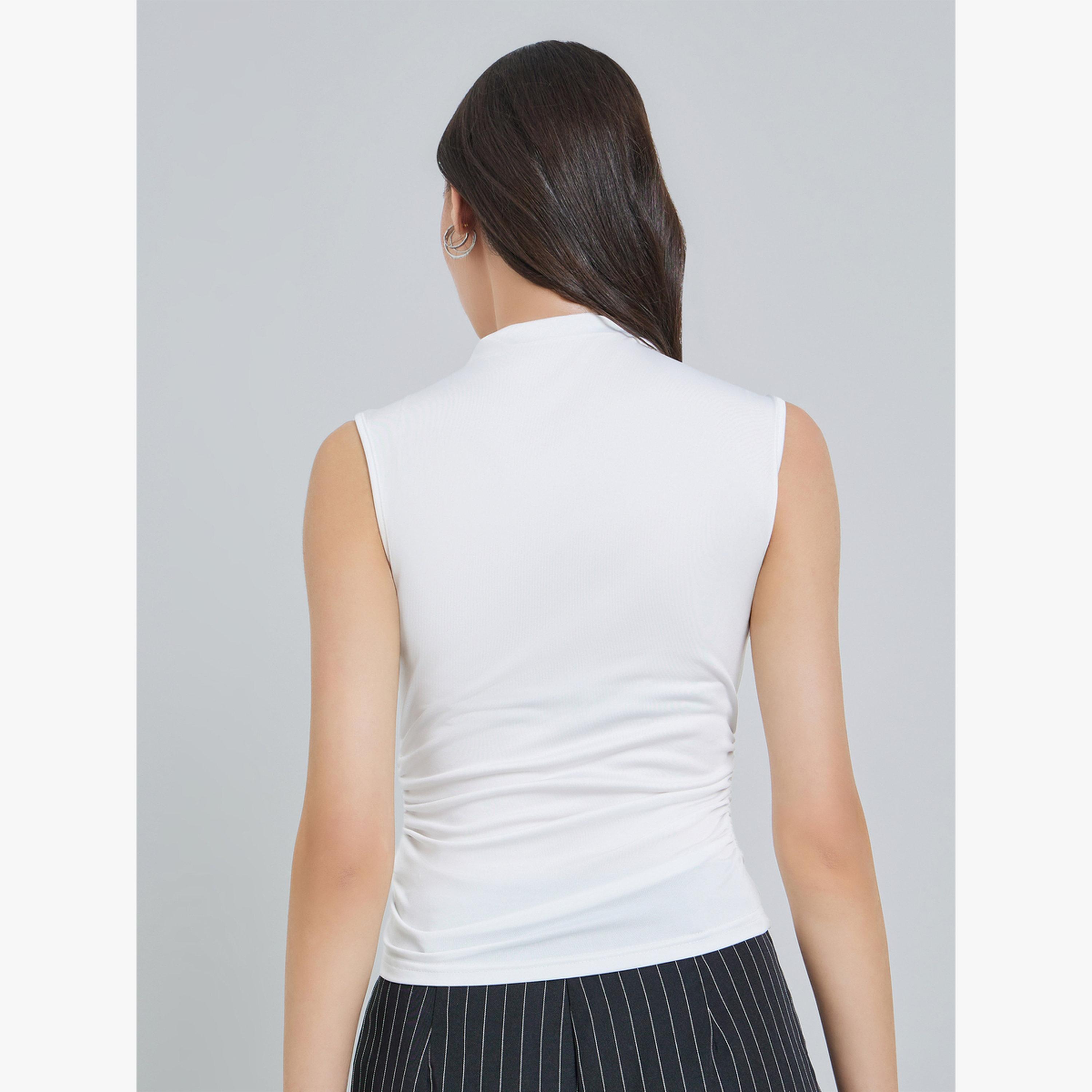 Take Two White High Neck Sleeveless Pleated Top-women-clothing-shirtsandblouses-blouses-image-3