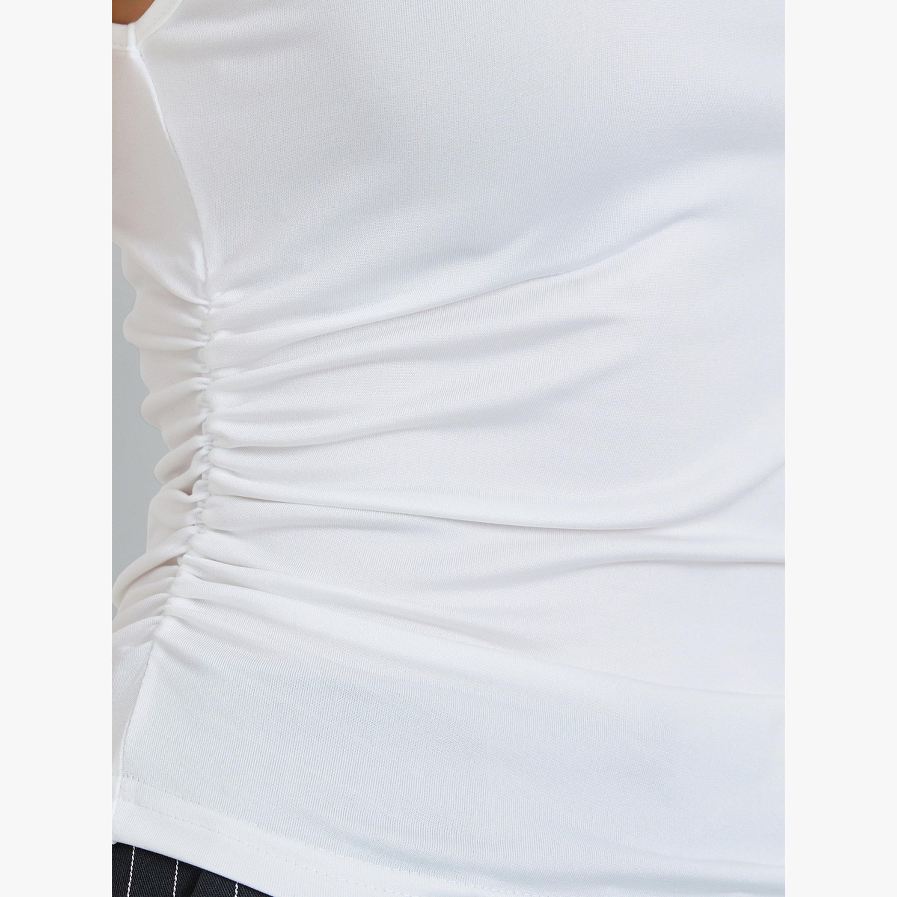 Take Two White High Neck Sleeveless Pleated Top-women-clothing-shirtsandblouses-blouses-image-4