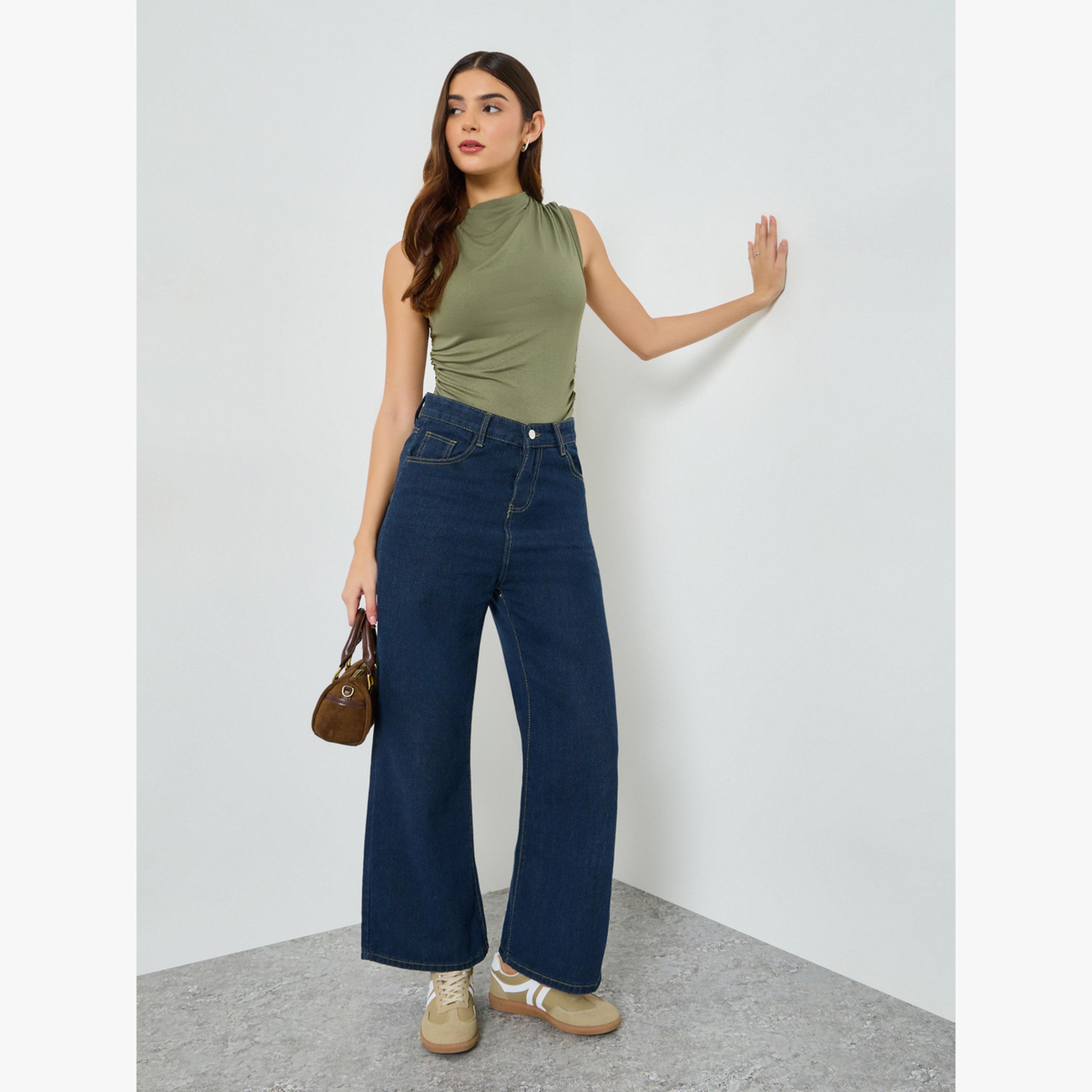 بلوزة بلا أكمام وياقة عالية وزمزمة جانبية-women-clothing-shirtsandblouses-blouses-image-2