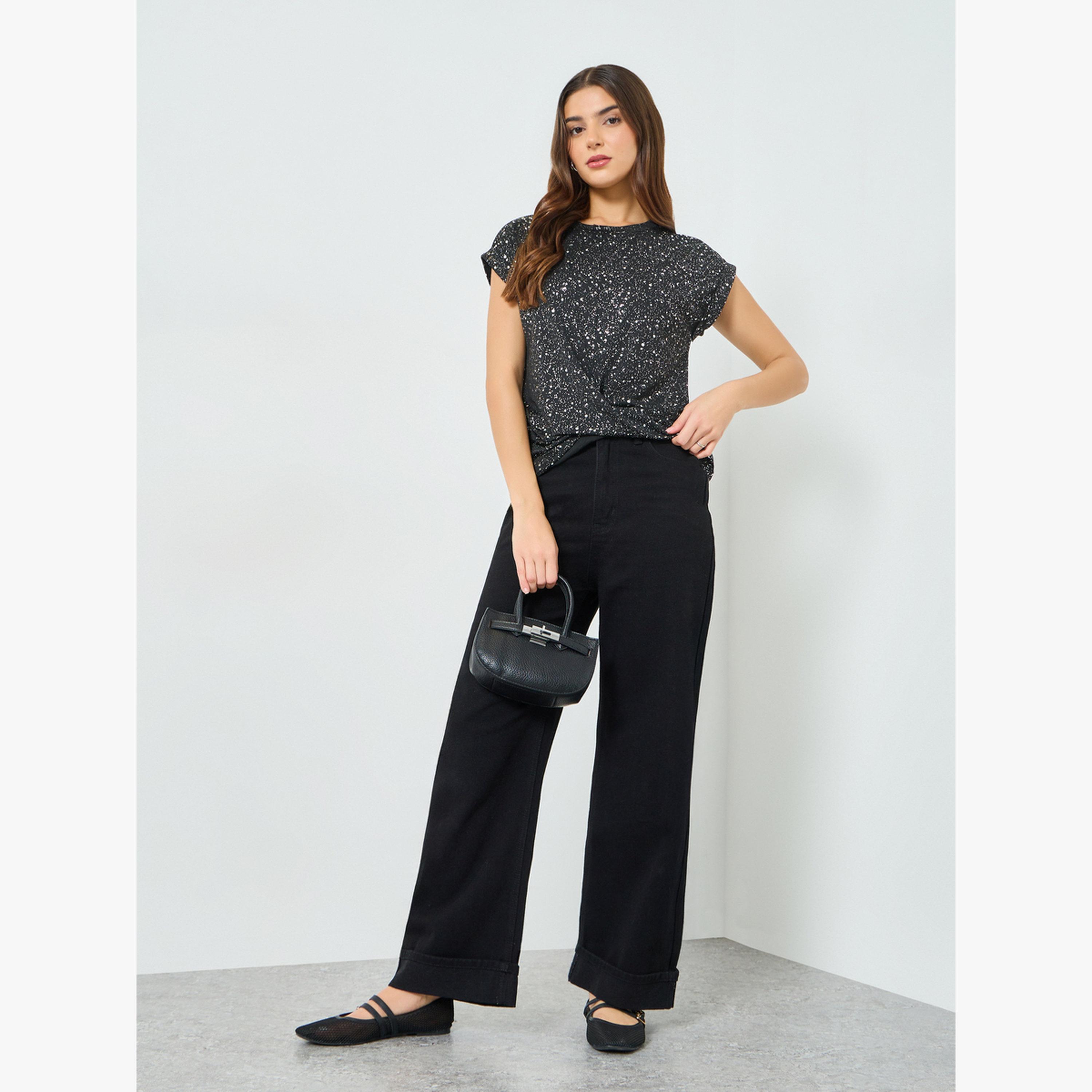 بلوزة مزينة بأكمام قصيرة جدا-women-clothing-shirtsandblouses-blouses-image-2