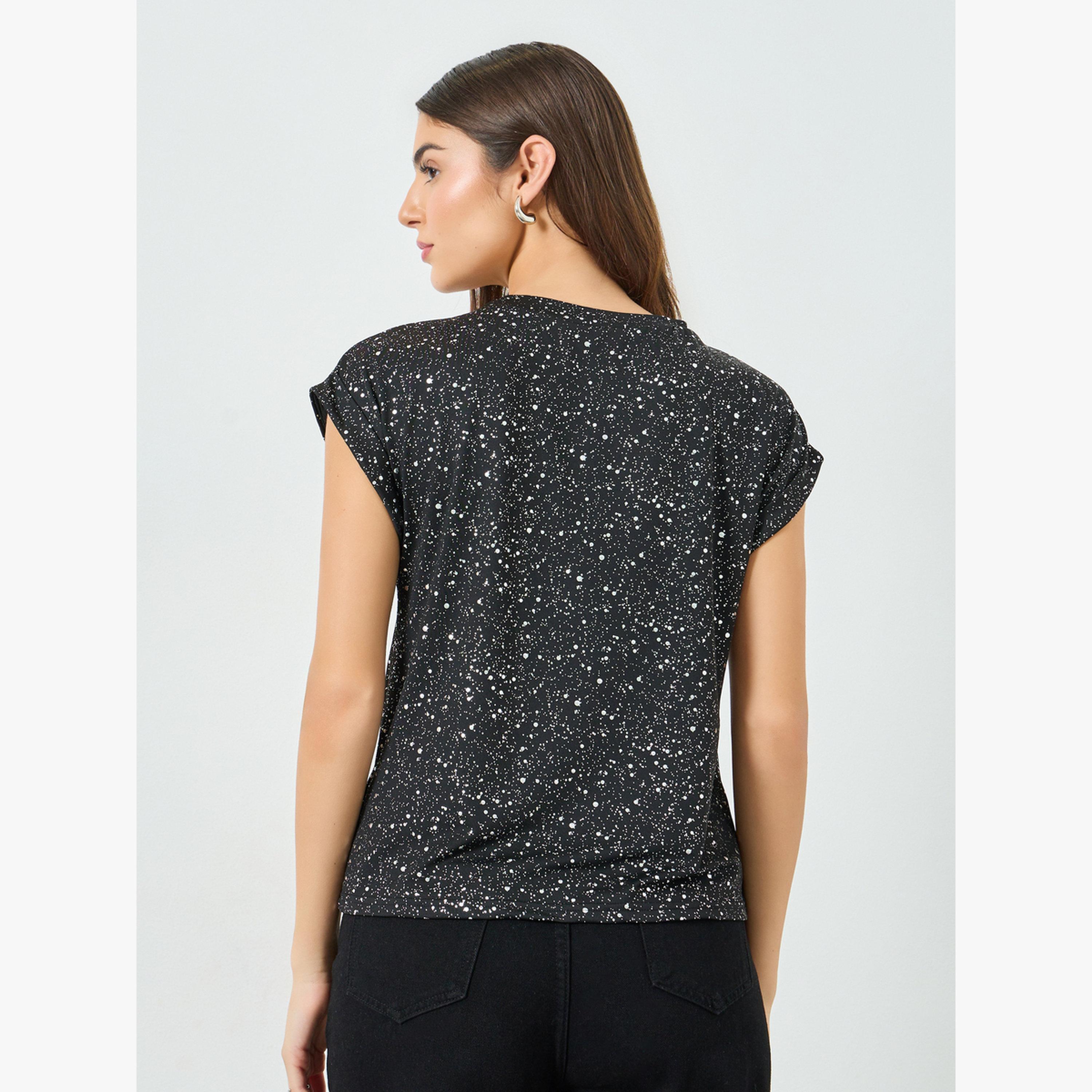 Take Two Black Embellished Cap Sleeve Top-women-clothing-shirtsandblouses-blouses-image-3
