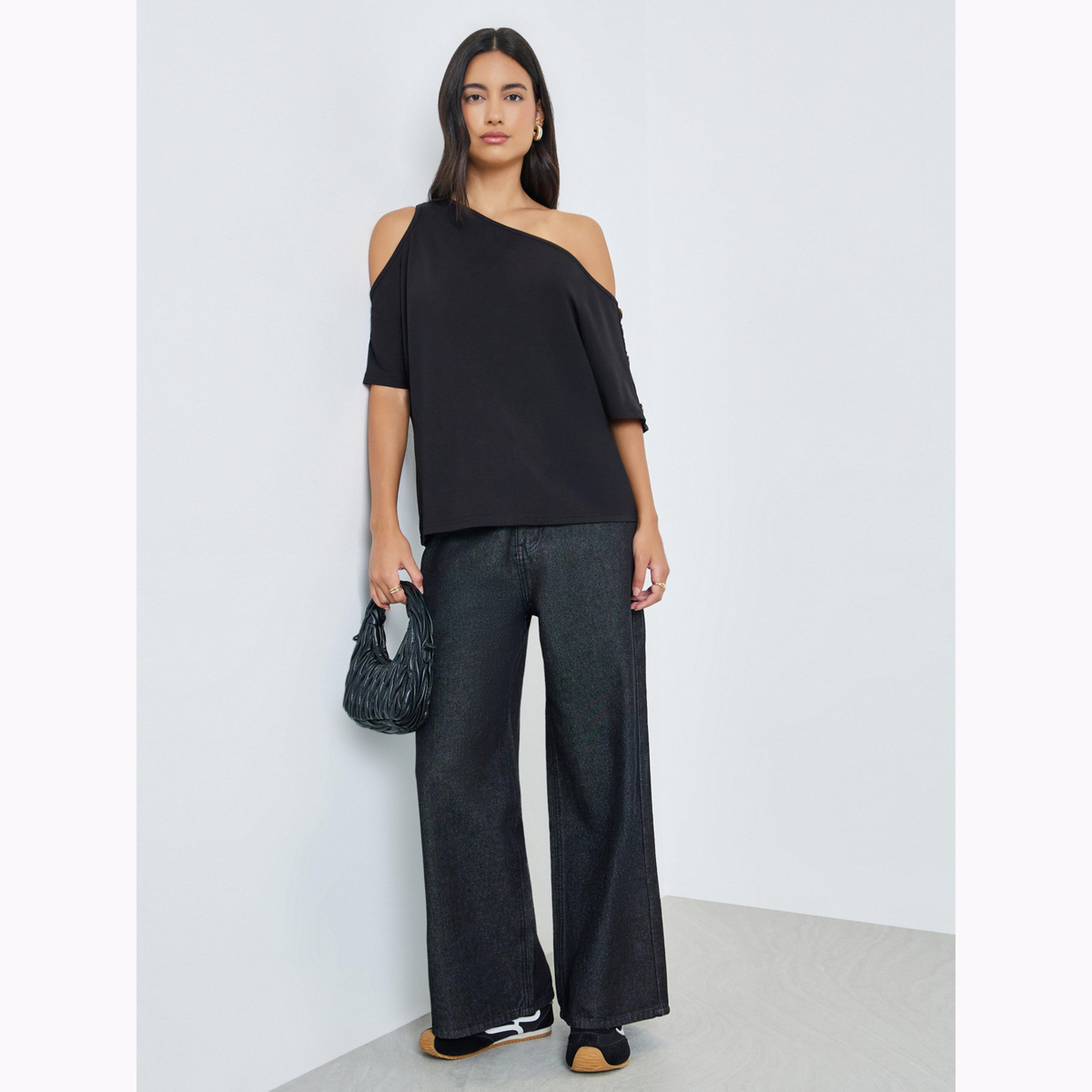 بلوزة بأكمام قصيرة وكتف واحد-women-clothing-shirtsandblouses-blouses-image-2