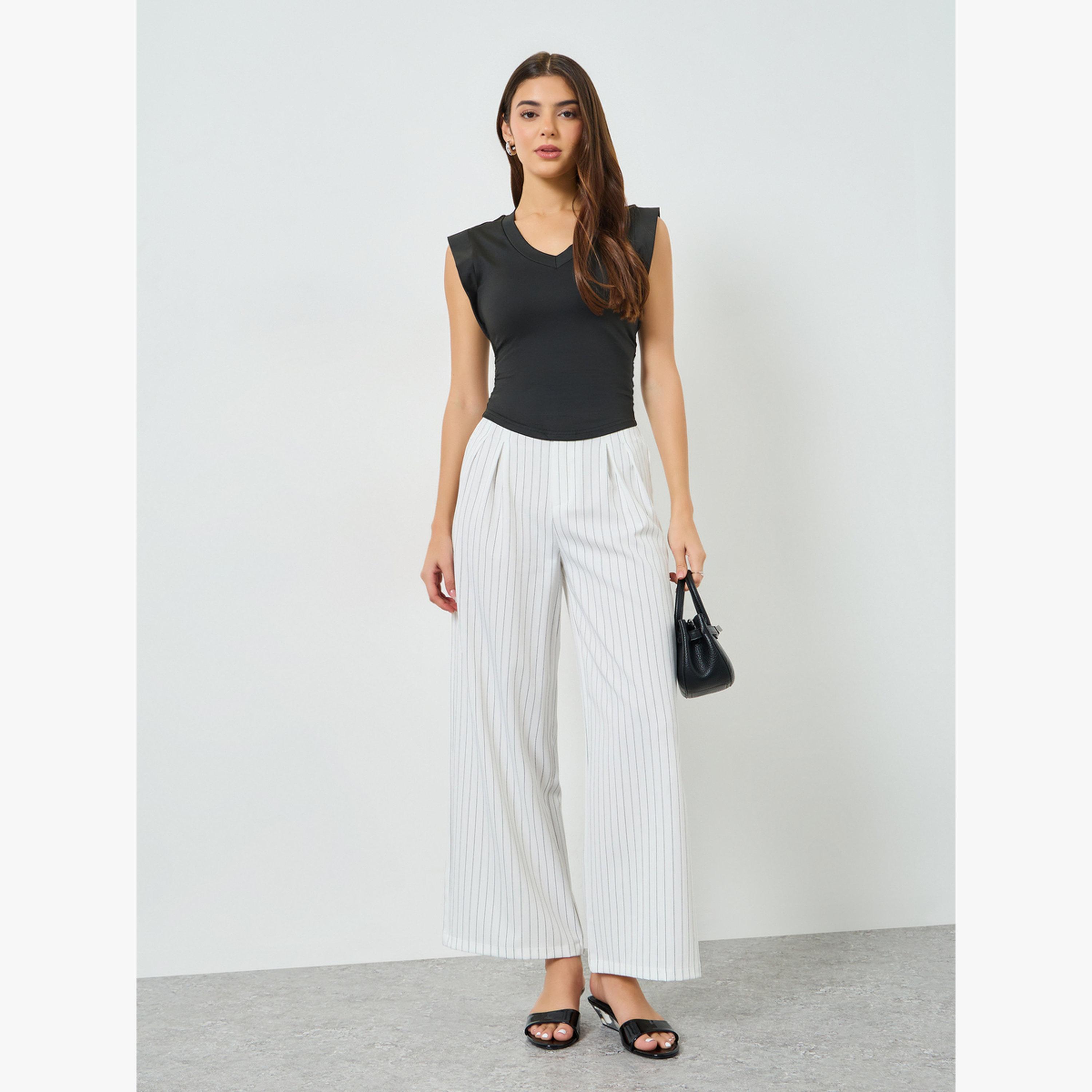 Take Two Black Solid V Neck Cap Sleeve Top-women-clothing-shirtsandblouses-blouses-image-2
