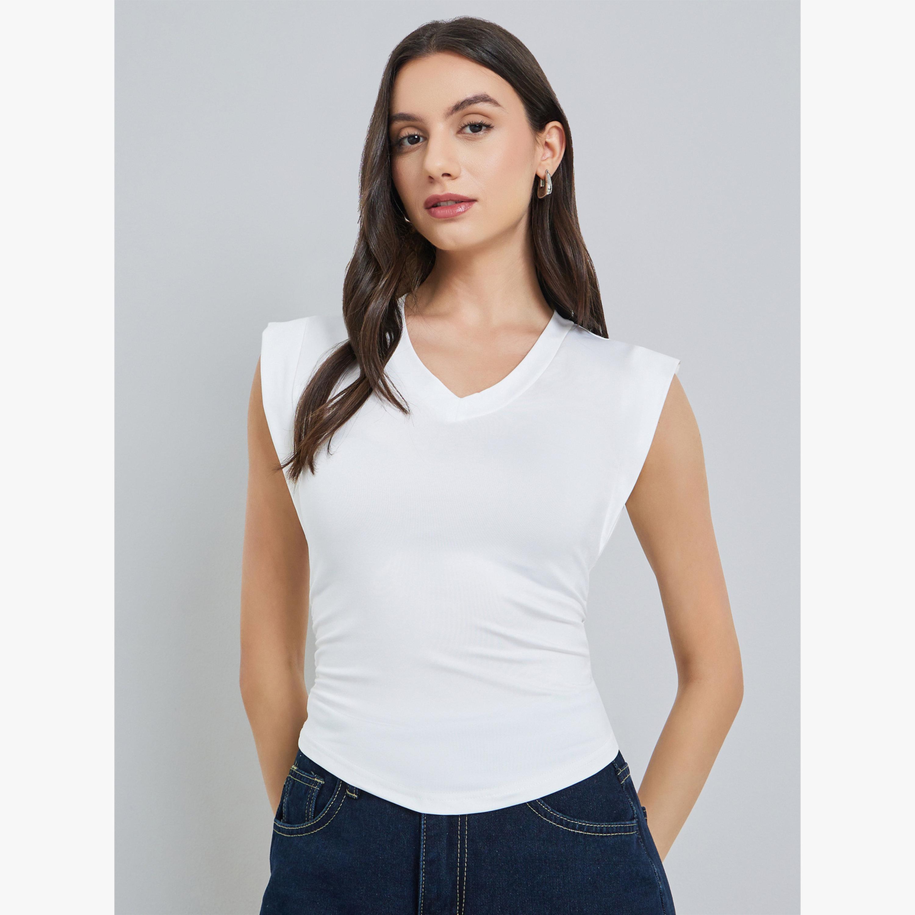 Take Two White Sleeveless V-Neck Top-women-clothing-shirtsandblouses-blouses-image-1