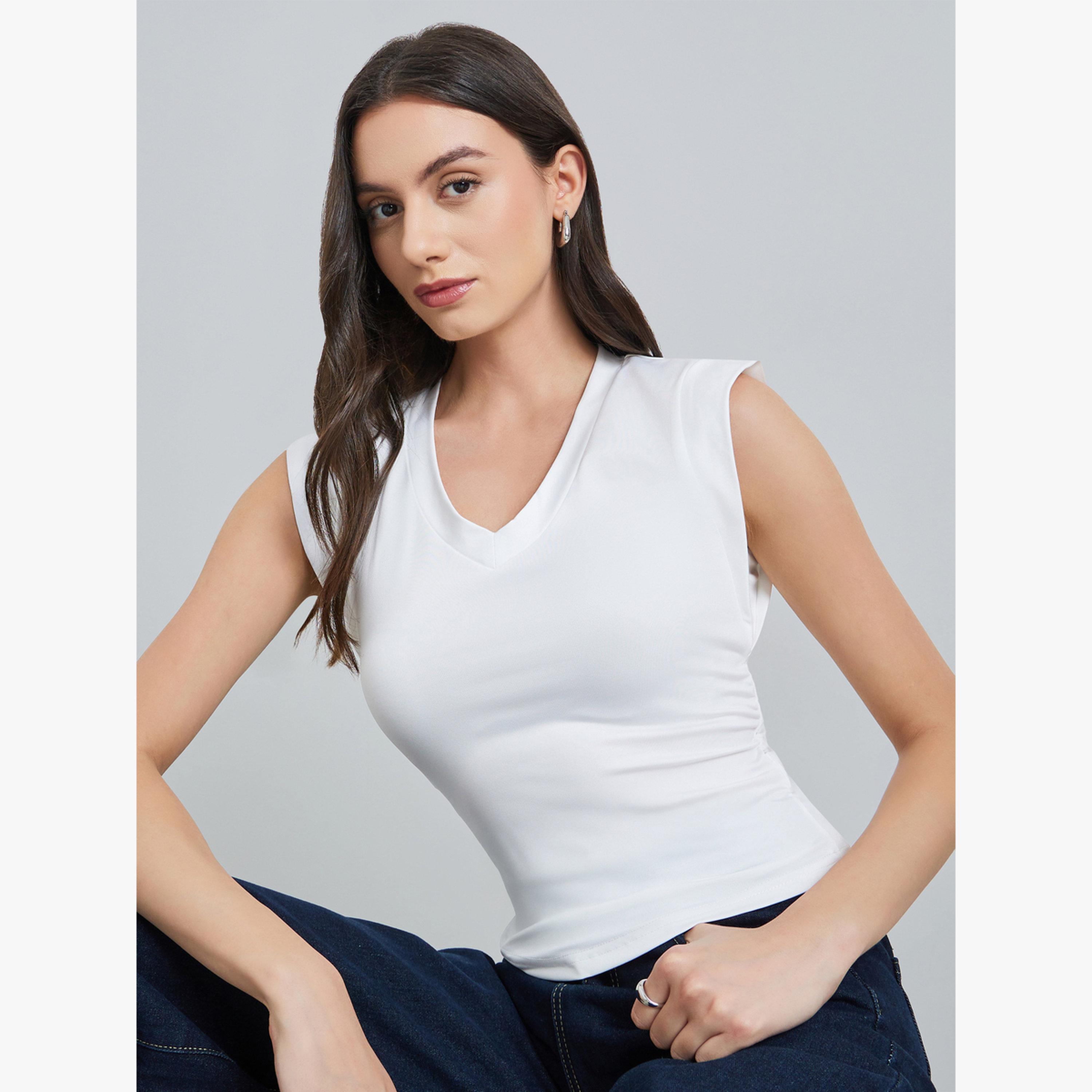 Take Two White Sleeveless V-Neck Top-women-clothing-shirtsandblouses-blouses-image-3
