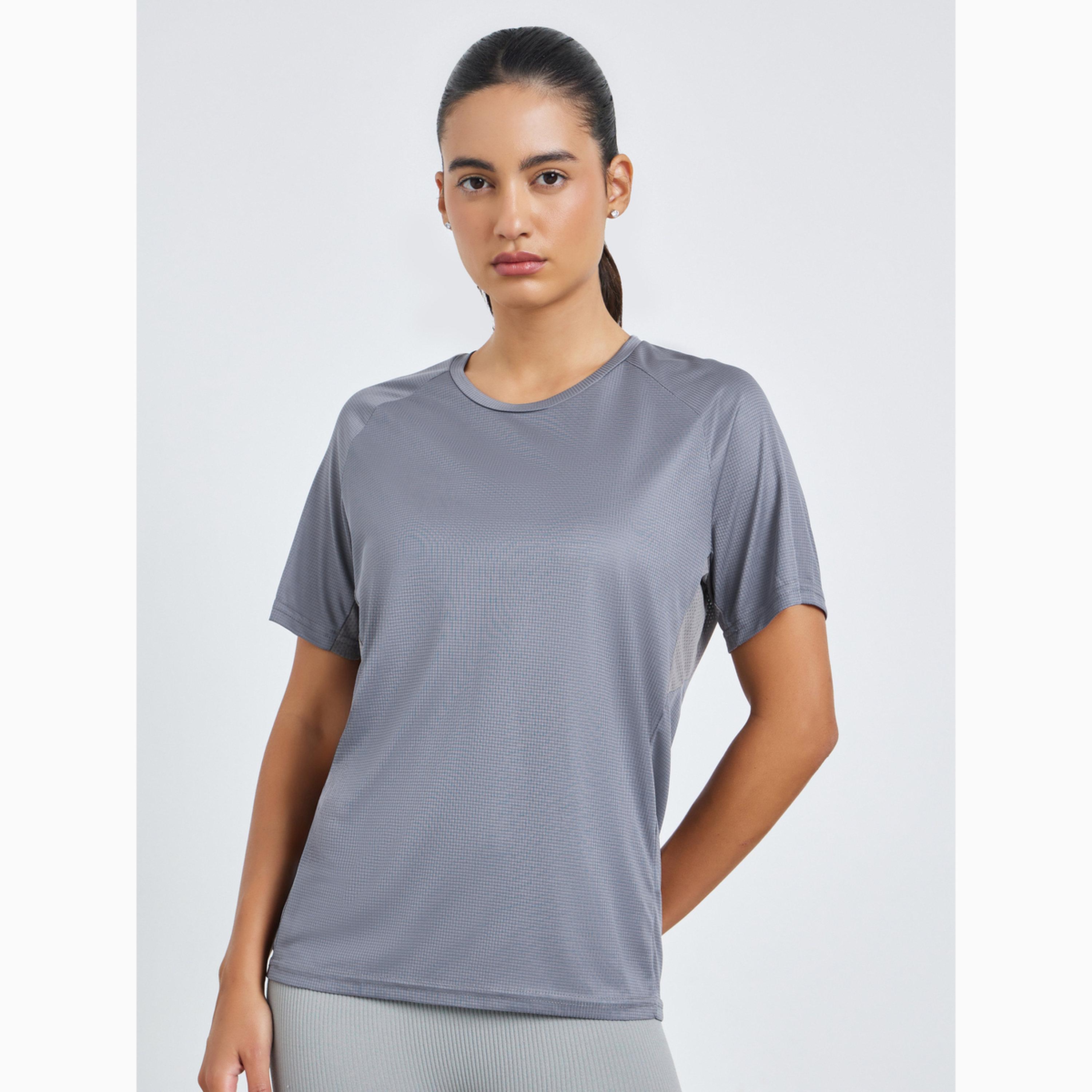 Styli Textured Panelled Short Sleeves Top-women-clothing-tshirts-image-1