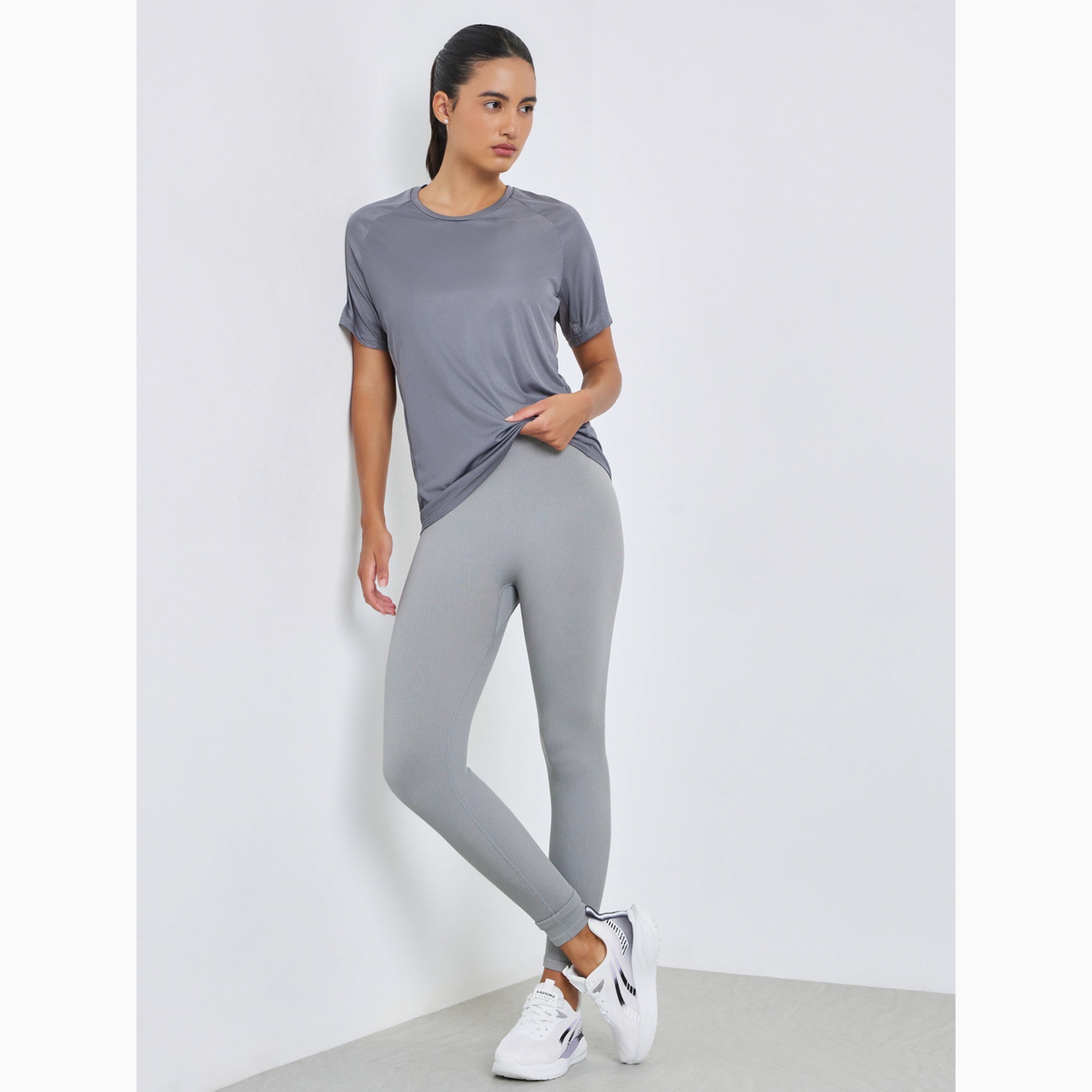 Styli Textured Panelled Short Sleeves Top-women-clothing-tshirts-image-2