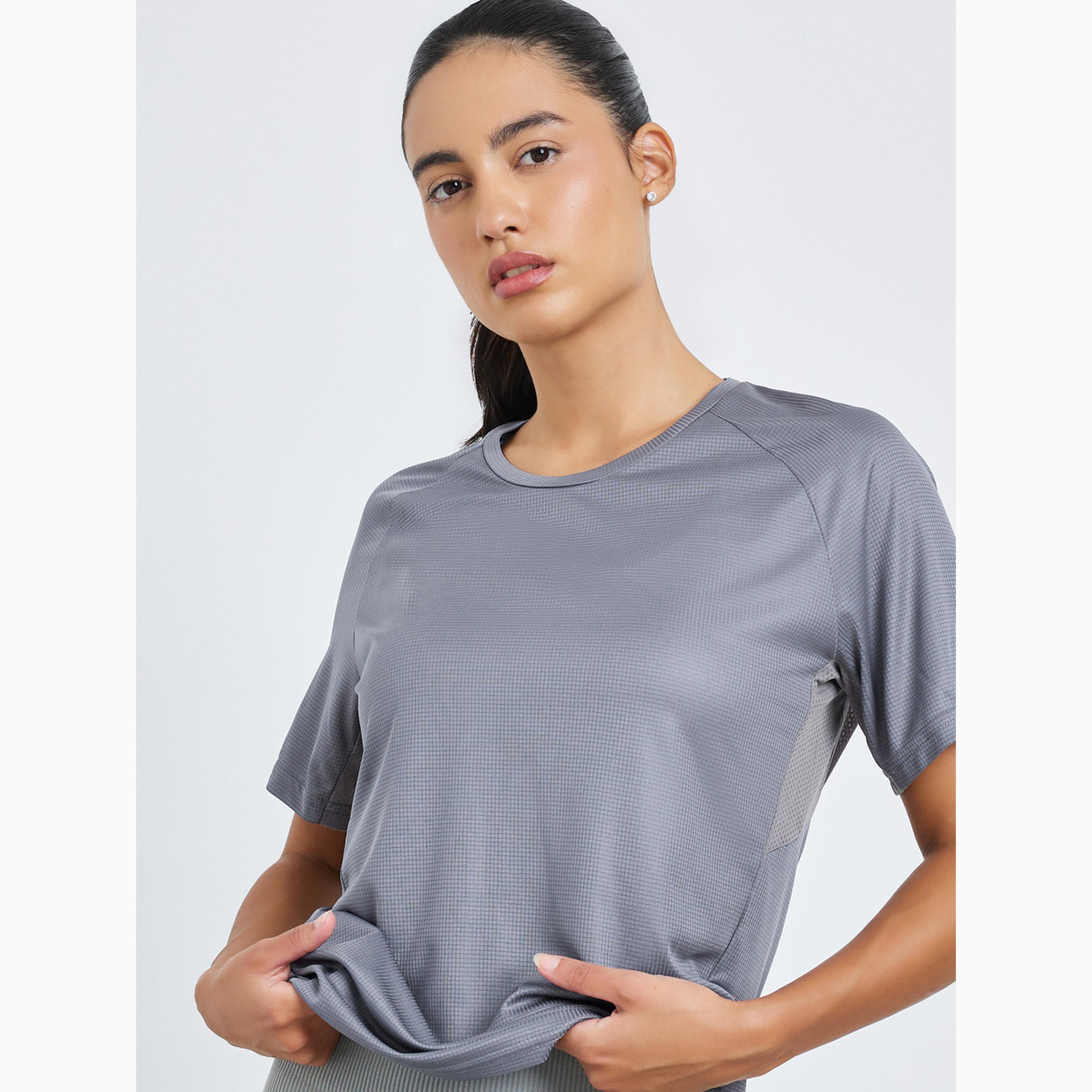 Styli Textured Panelled Short Sleeves Top-women-clothing-tshirts-image-3