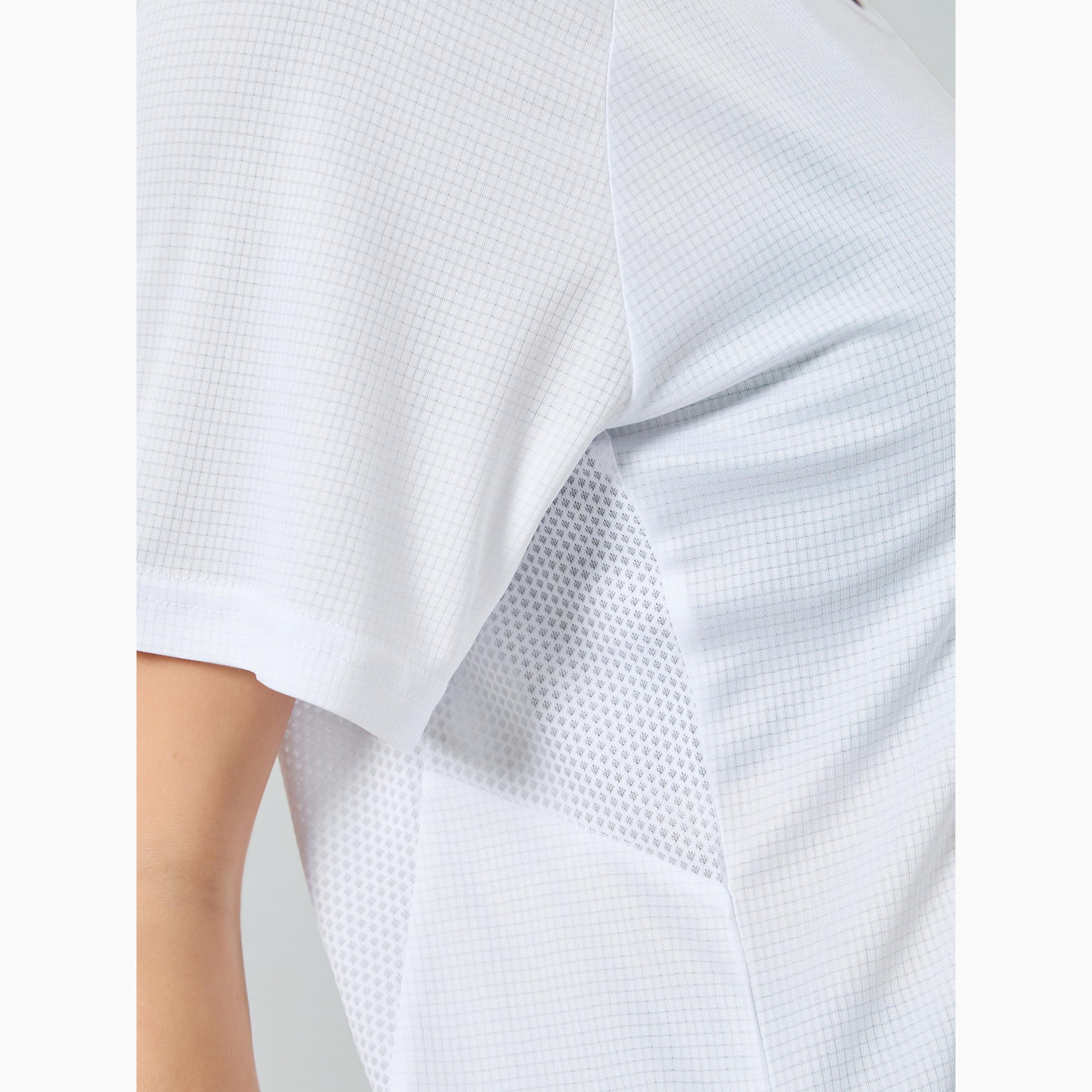 Styli White Textured Panelled Short Sleeves Top-women-clothing-tshirts-image-4