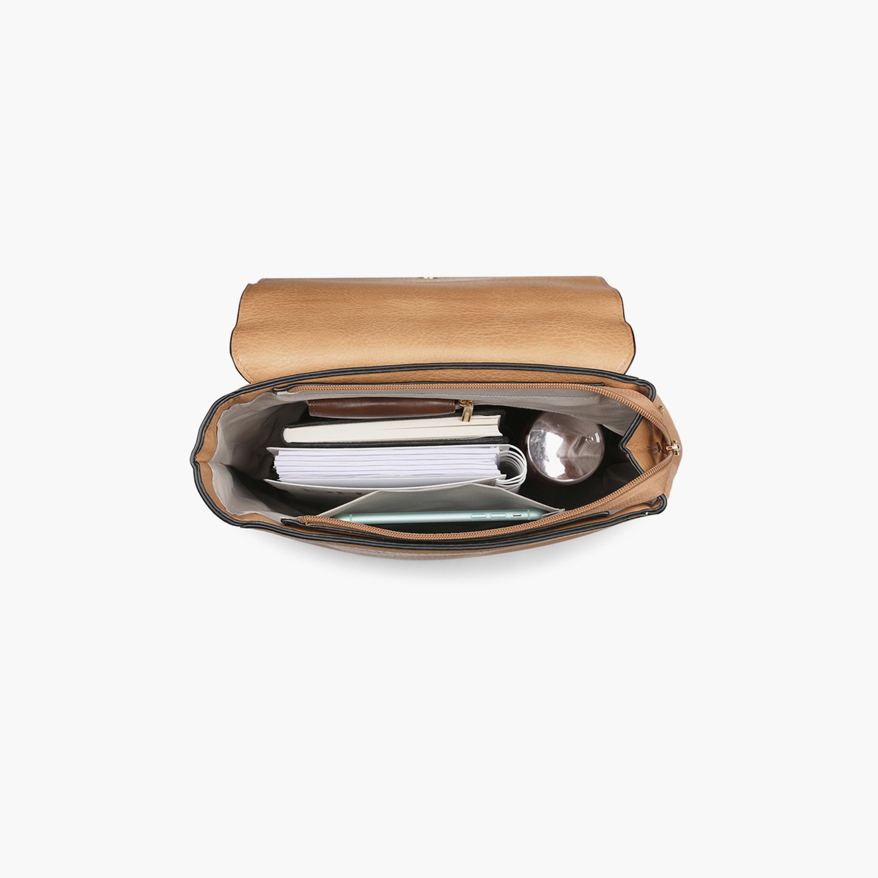 Globus X Styli Tan Textured Metal Detail Backpack-women-bagsandwallets-backpacks-image-5