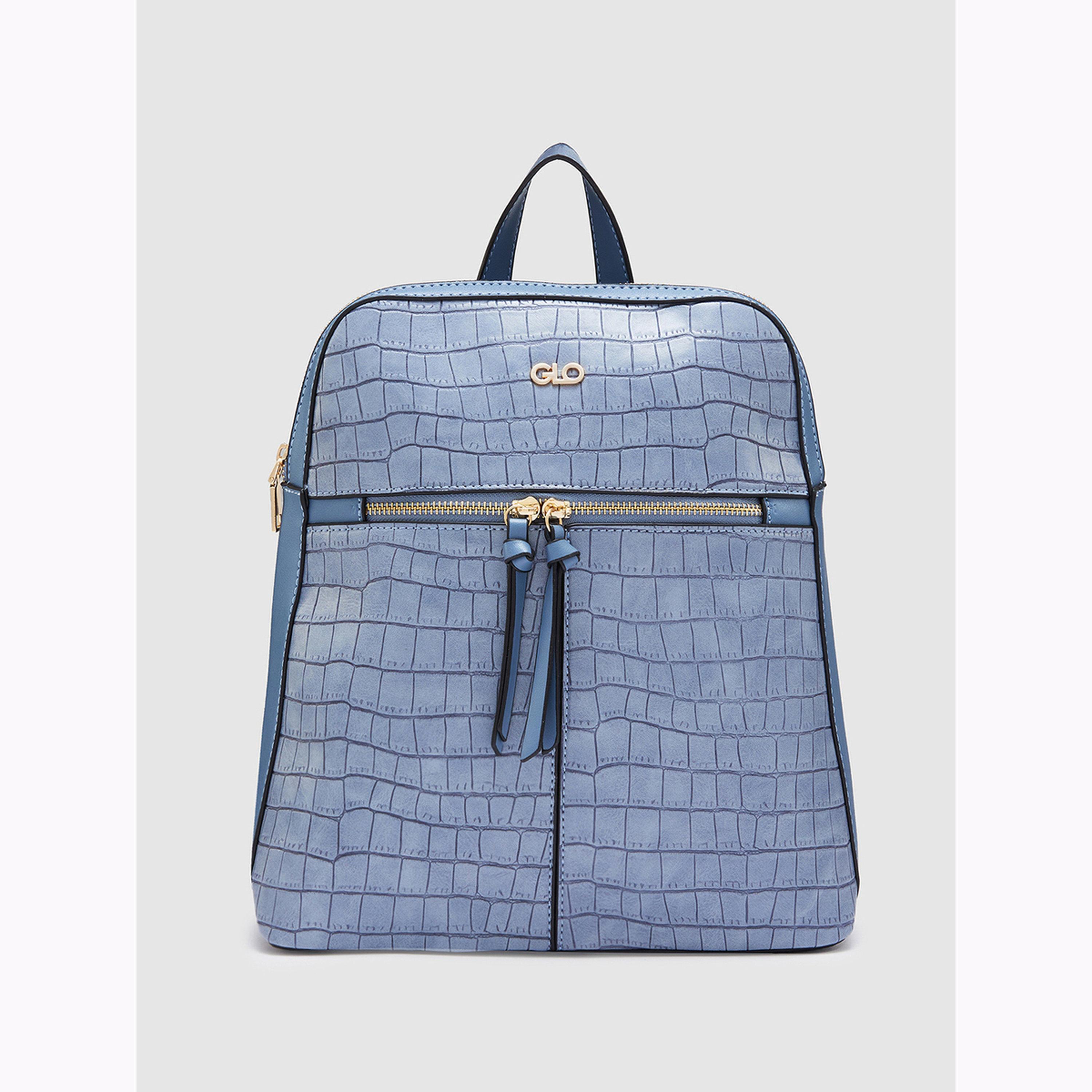 شنطة ظهر زرقاء بارزة الملمس-women-bagsandwallets-backpacks-image-1