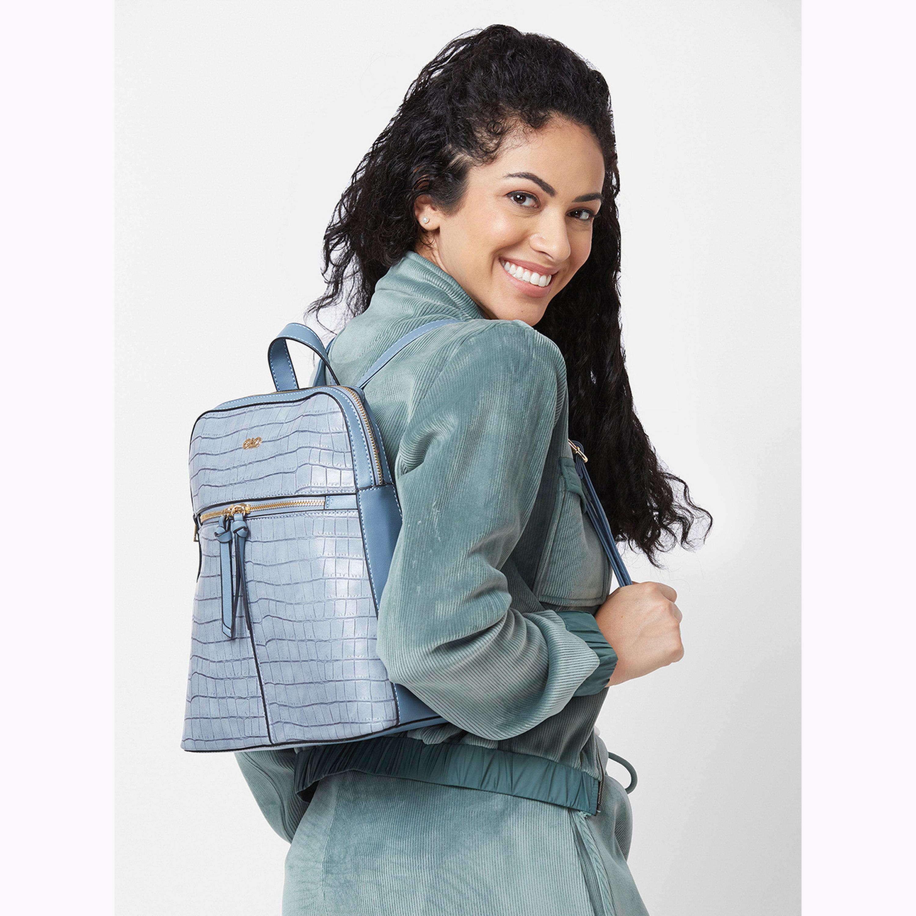 Globus X Styli Blue Textured Backpack-women-bagsandwallets-backpacks-image-2