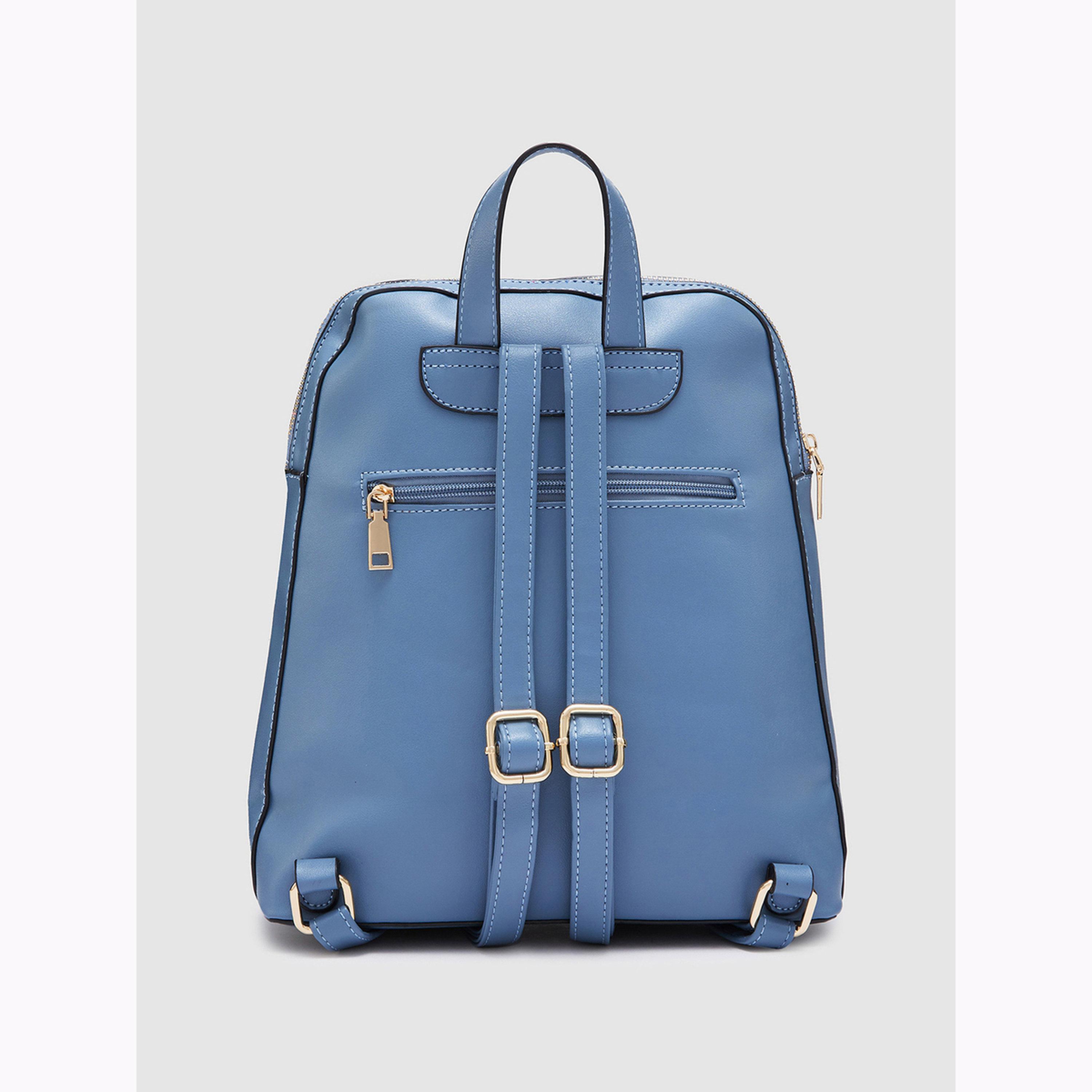 شنطة ظهر زرقاء بارزة الملمس-women-bagsandwallets-backpacks-image-4