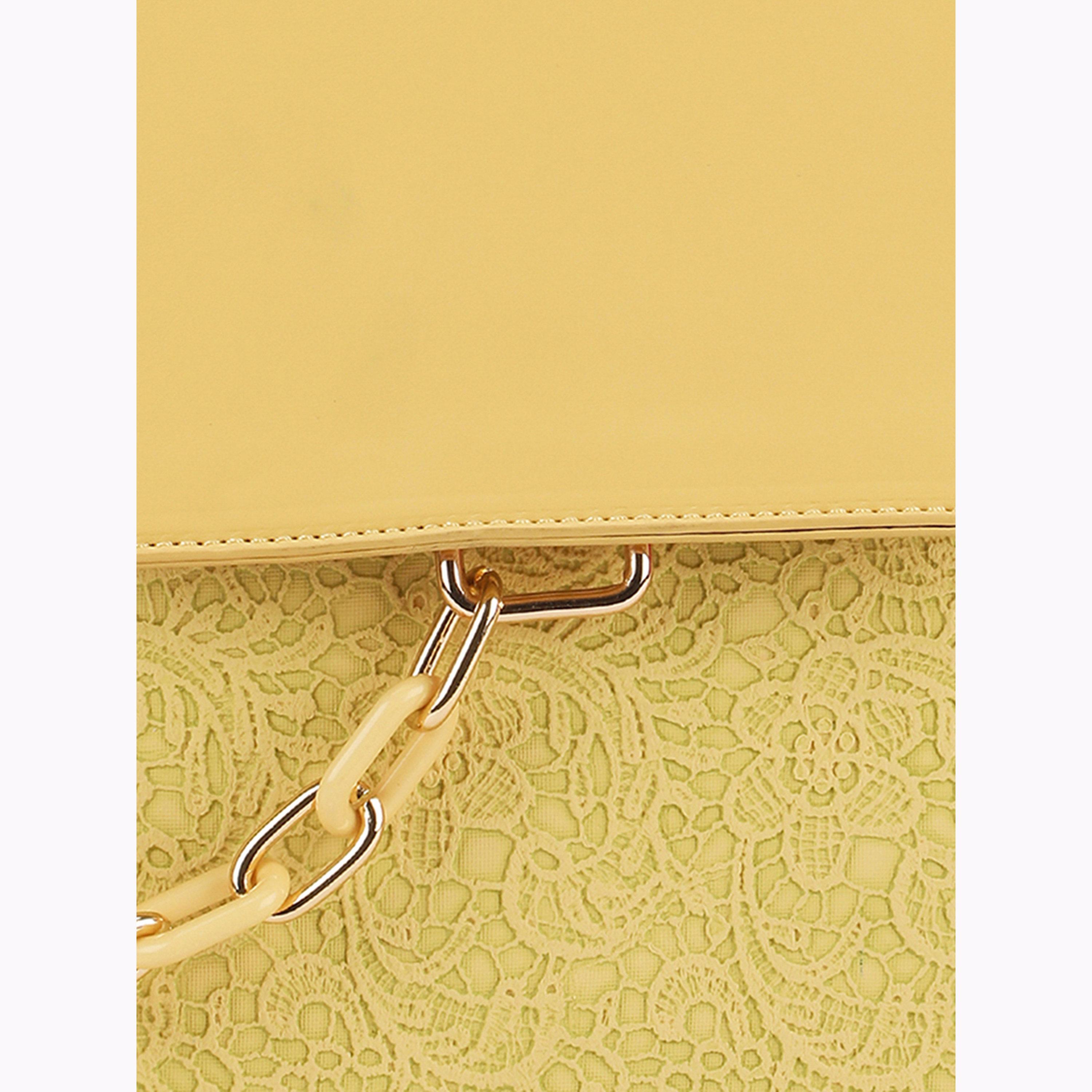Globus X Styli Yellow Floral Lace and Chain Detail Backpack-women-bagsandwallets-backpacks-image-6