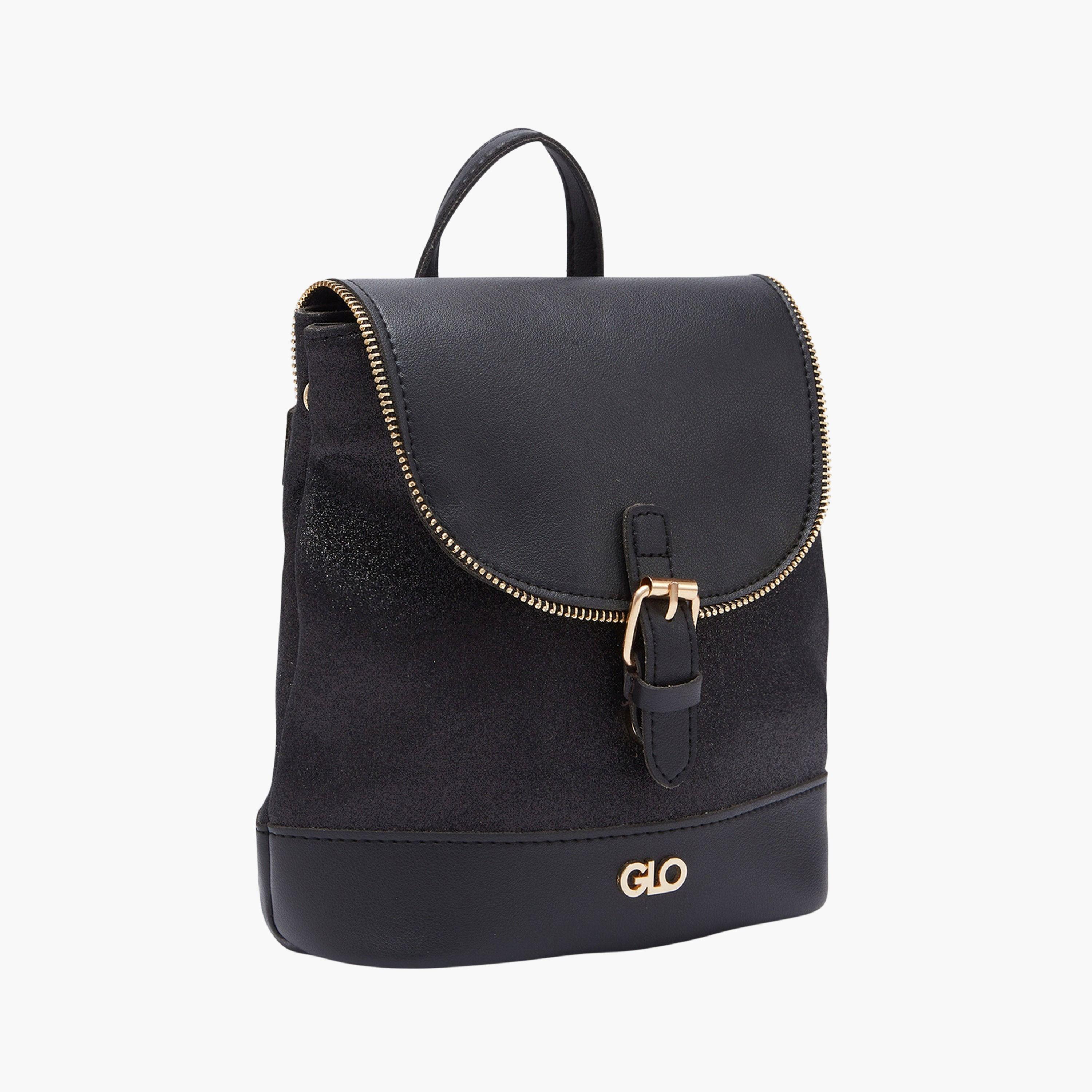Globus X Styli Black Textured Faux Leather Backpack-women-bagsandwallets-backpacks-image-3