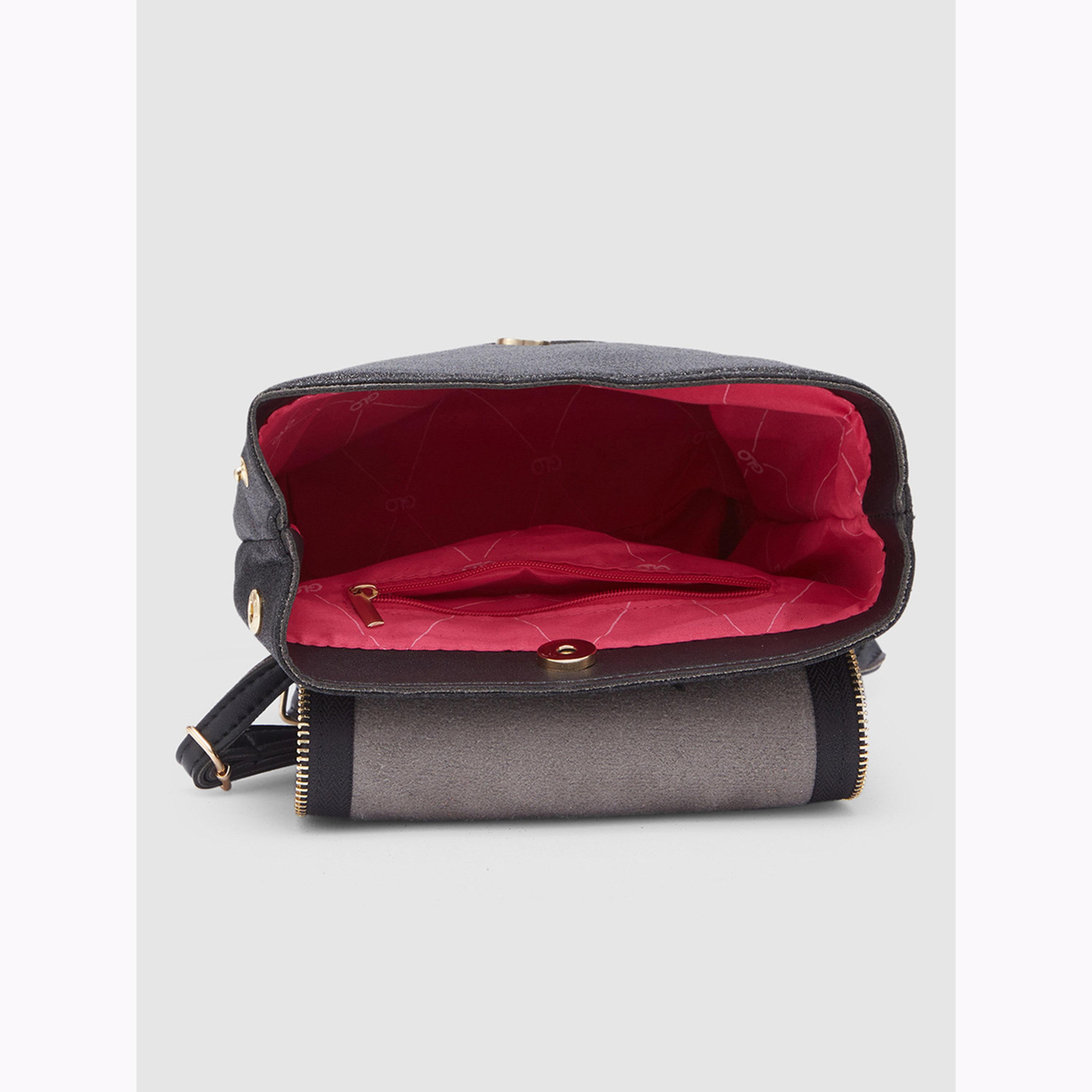 Globus X Styli Black Textured Faux Leather Backpack-women-bagsandwallets-backpacks-image-4