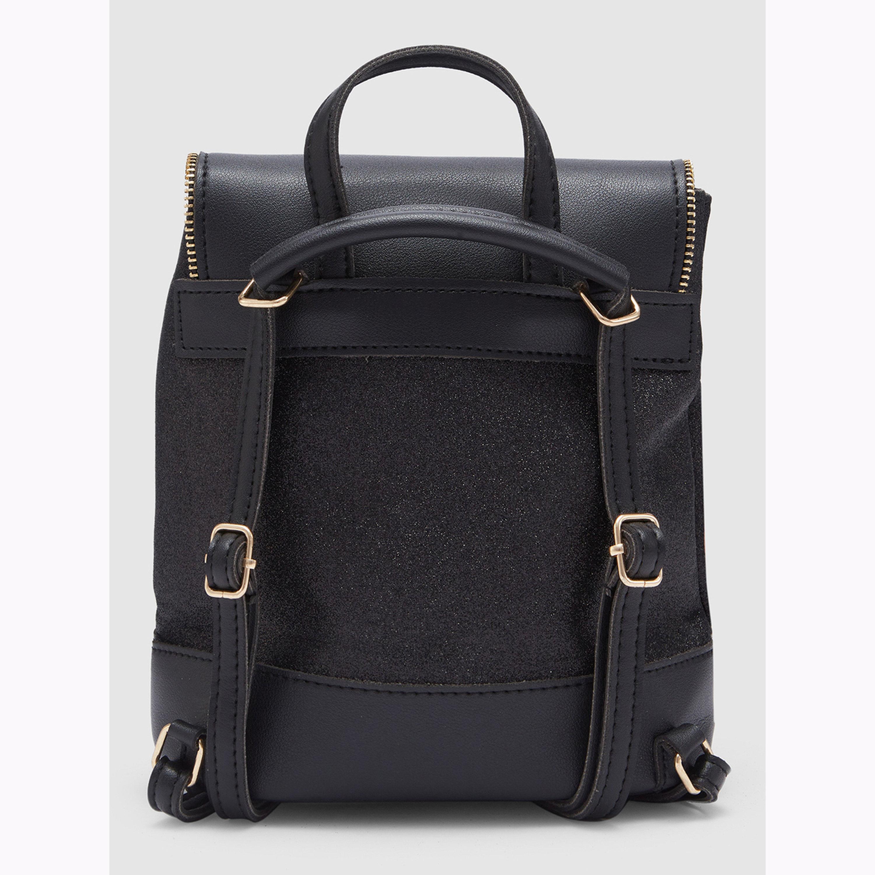Globus X Styli Black Textured Faux Leather Backpack-women-bagsandwallets-backpacks-image-6