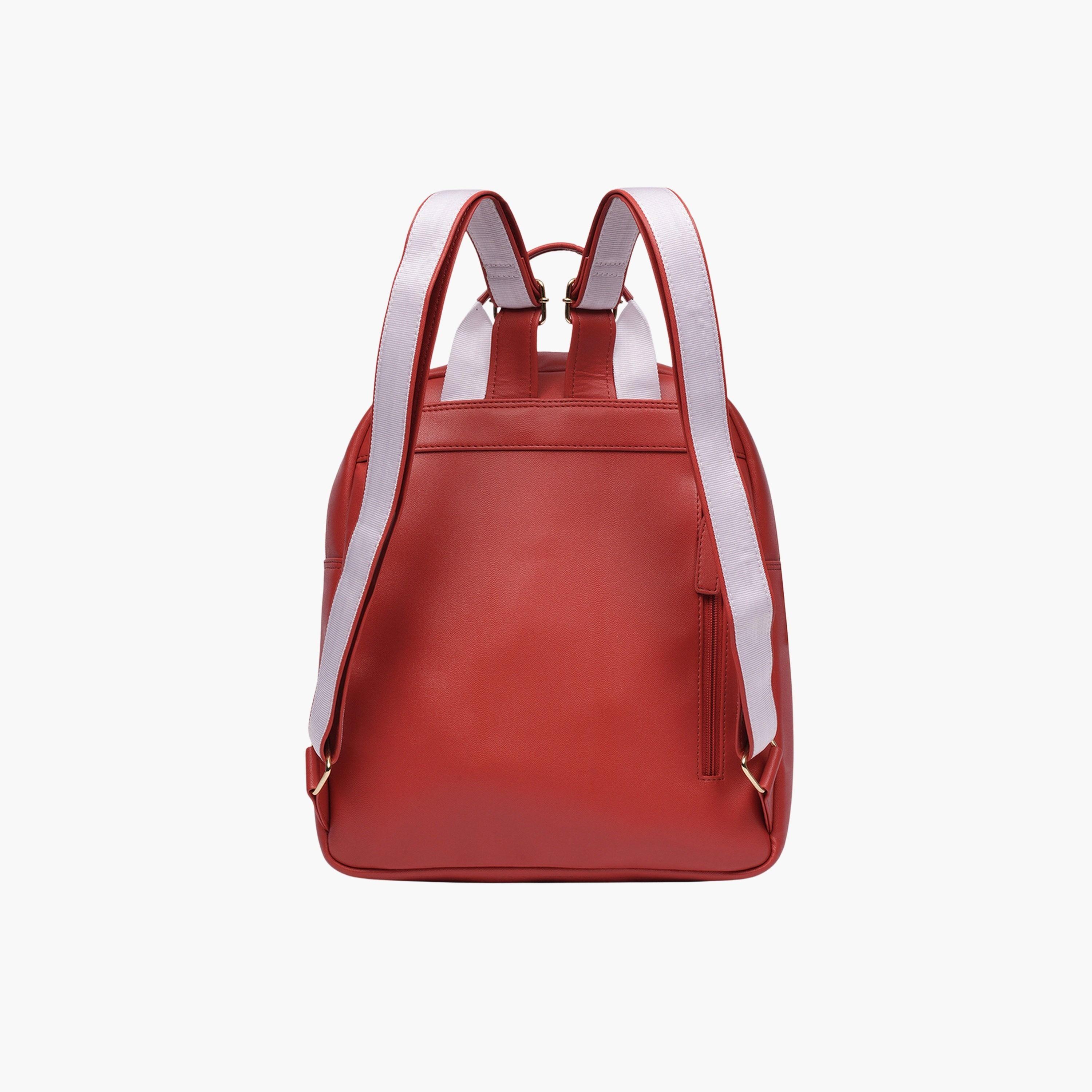 Globus X Styli Red Faux Leather Textured Backpack-women-bagsandwallets-backpacks-image-4