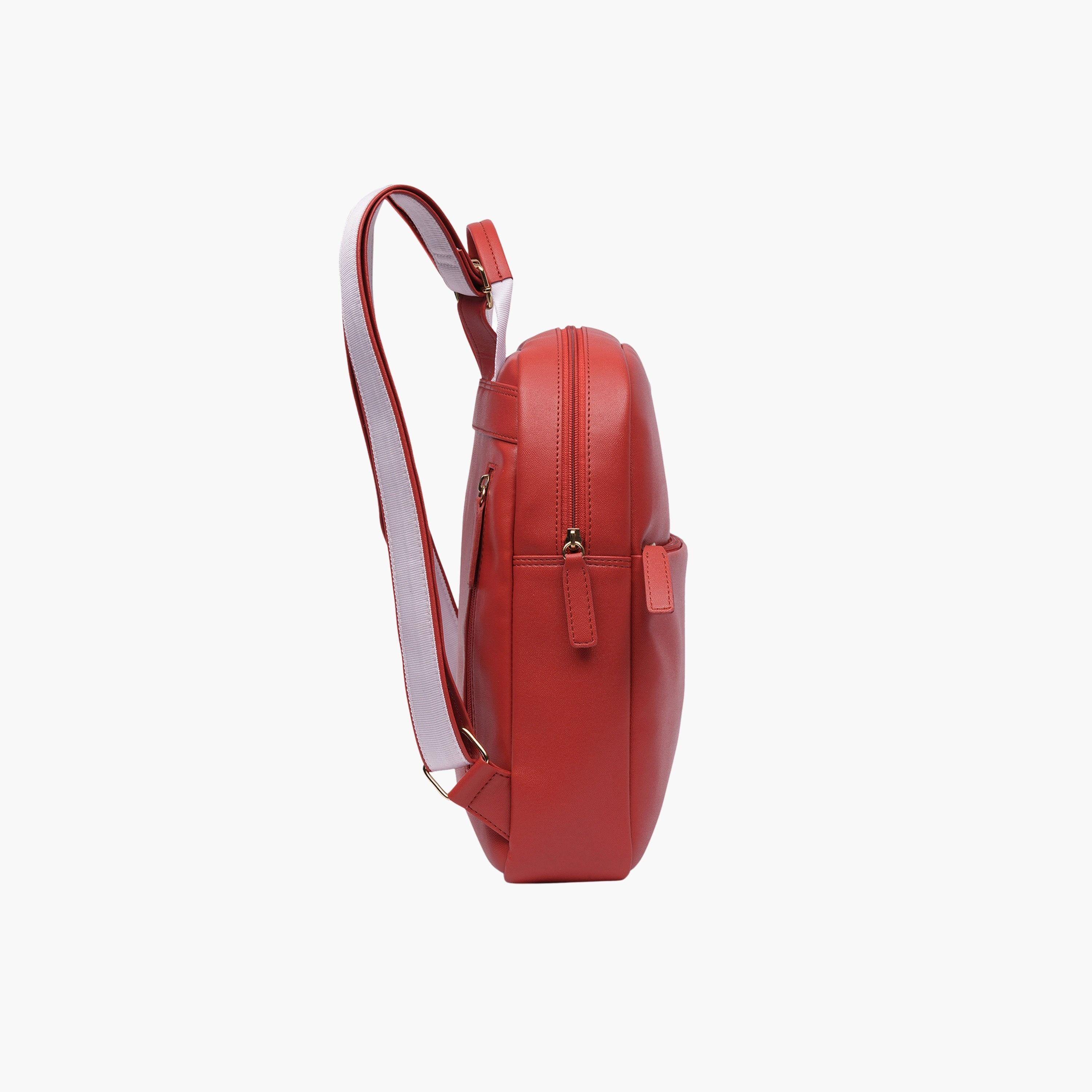 شنطة ظهر حمراء بارزة الملمس من الجلد الصناعي-women-bagsandwallets-backpacks-image-5