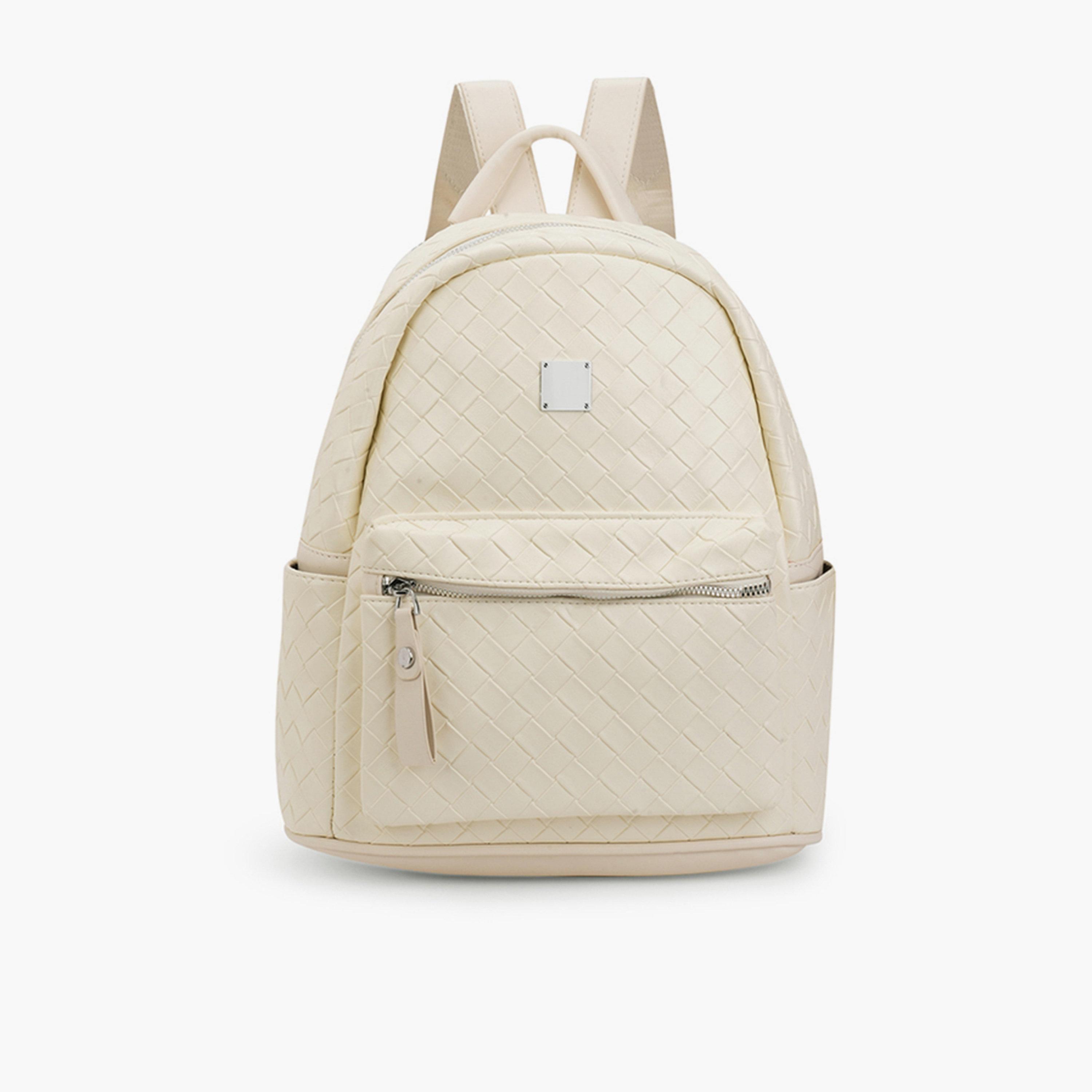 Globus X Styli Off White Quilt Textured Backpack-women-bagsandwallets-backpacks-image-1