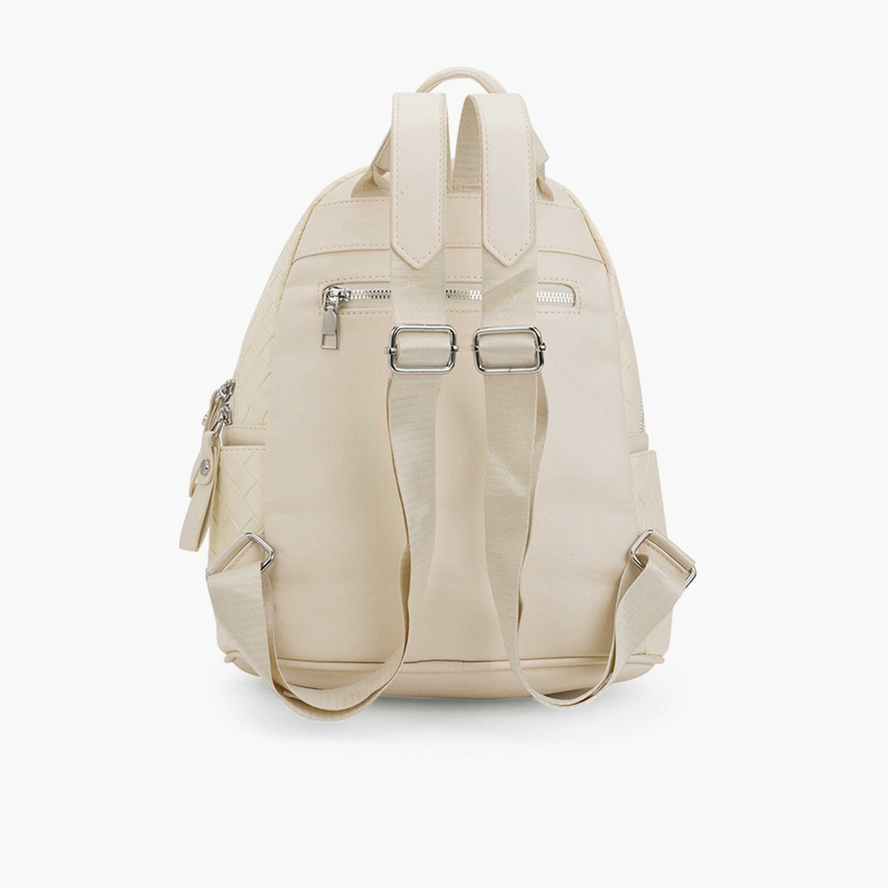 Globus X Styli Off White Quilt Textured Backpack-women-bagsandwallets-backpacks-image-3