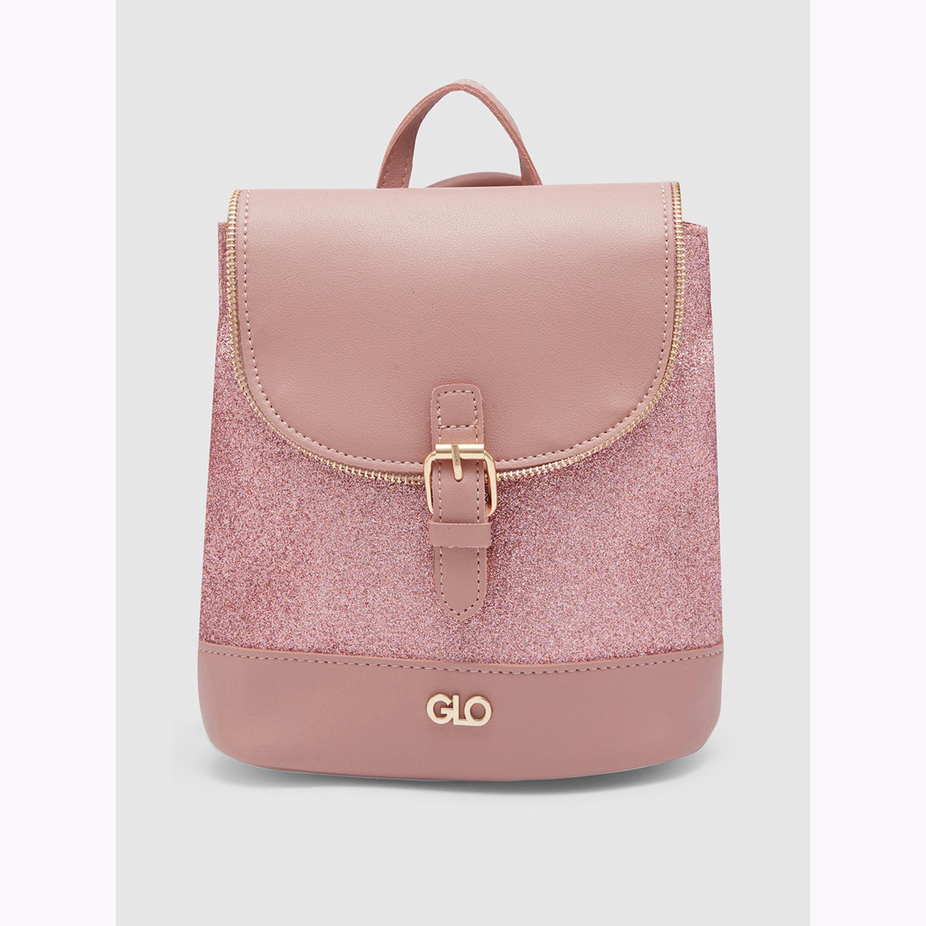 شنطة ظهر وردية مزينة بارزة الملمس من الجلد الصناعي-women-bagsandwallets-backpacks-image-1