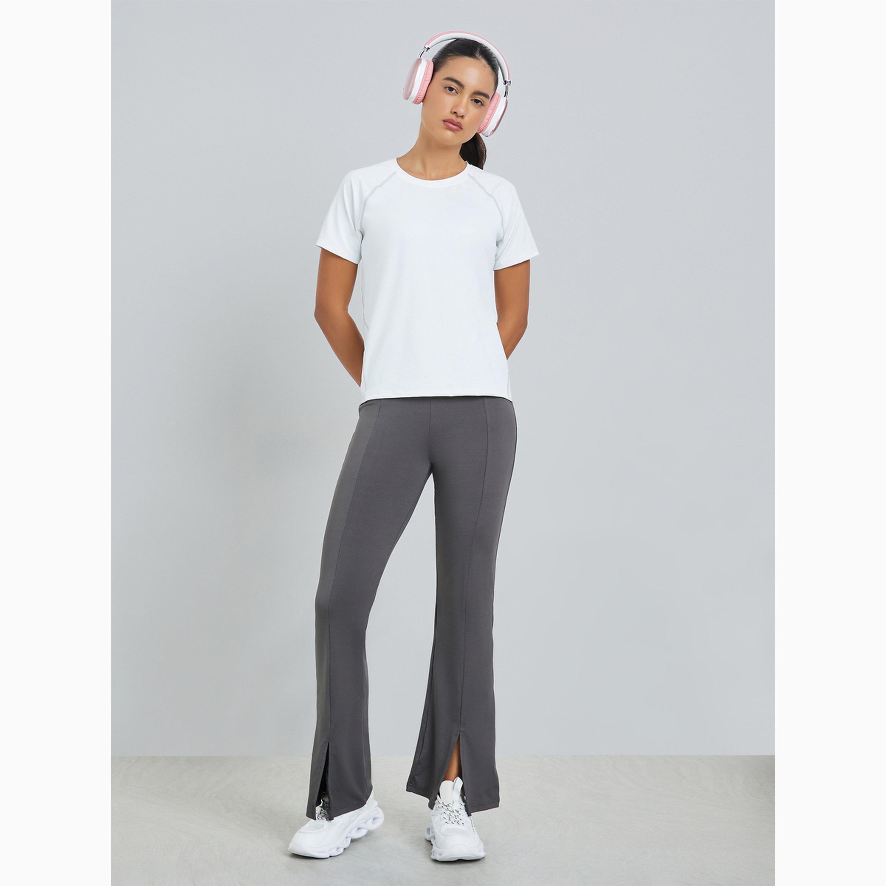 Styli White Tonal Stitch Detail Short Sleeves Top-sports-women-clothing-tshirtsandvests-image-2