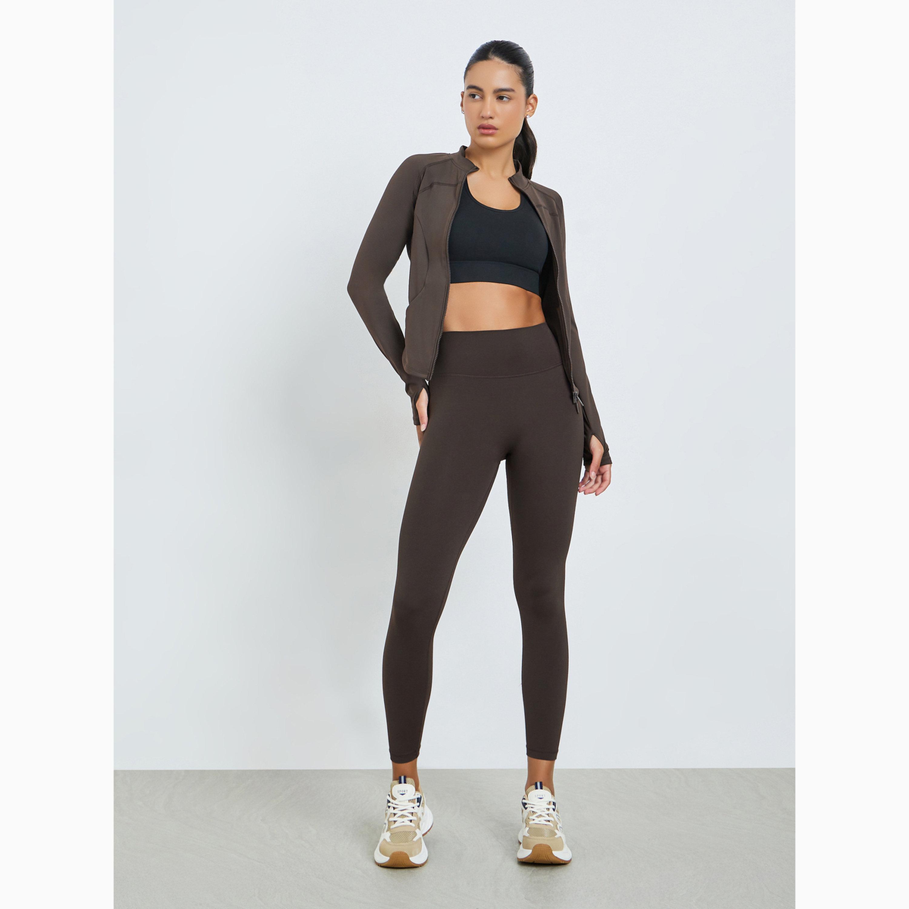 جاكيت بفتحة إبهام وتفاصيل درزات بني-women-clothing-sportswearandactivewear-coatsandjackets-jackets-image-2